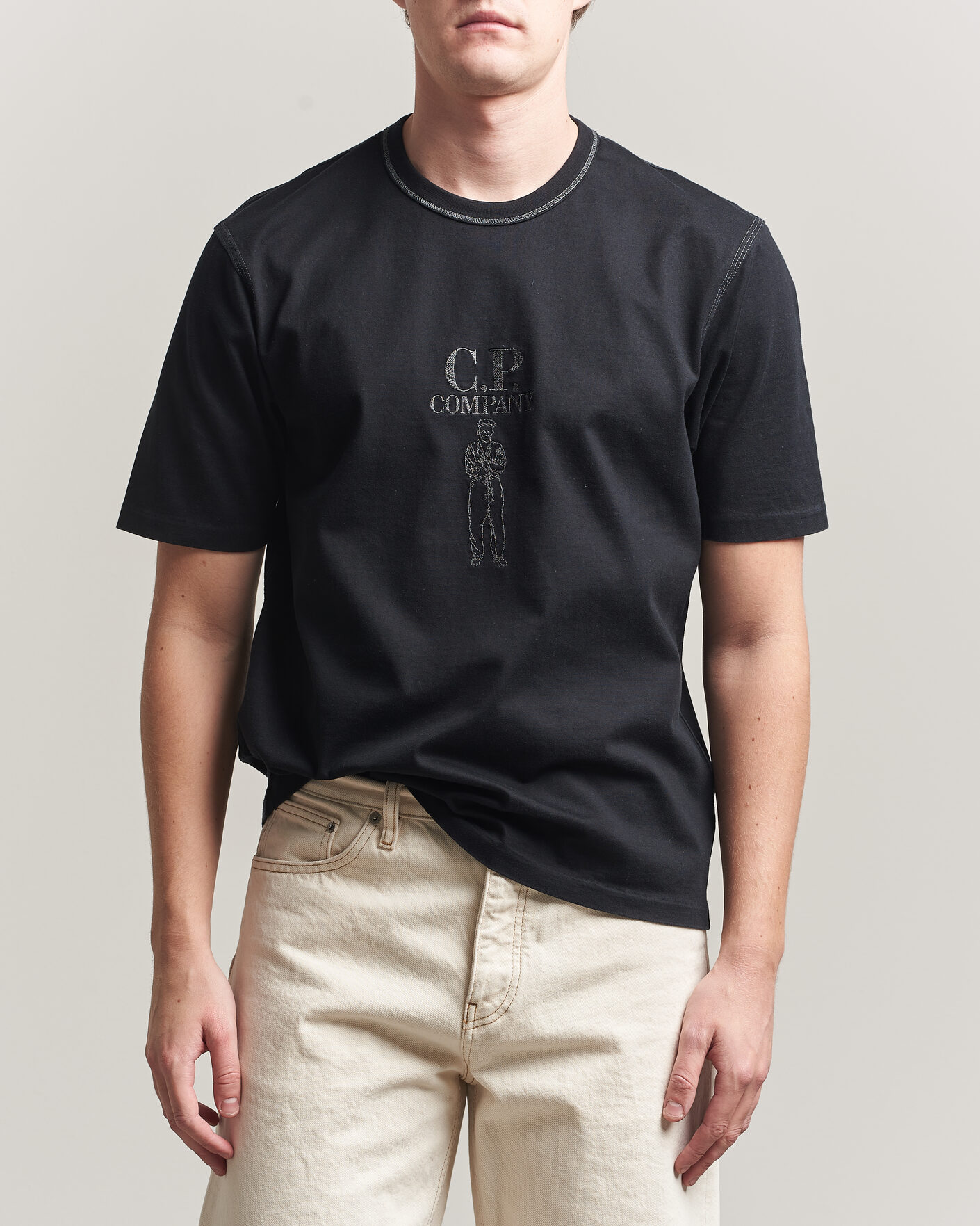 Herr | T-Shirts | C.P. Company | Mercerized Heavy Cotton Chest Logo T-Shirt Black