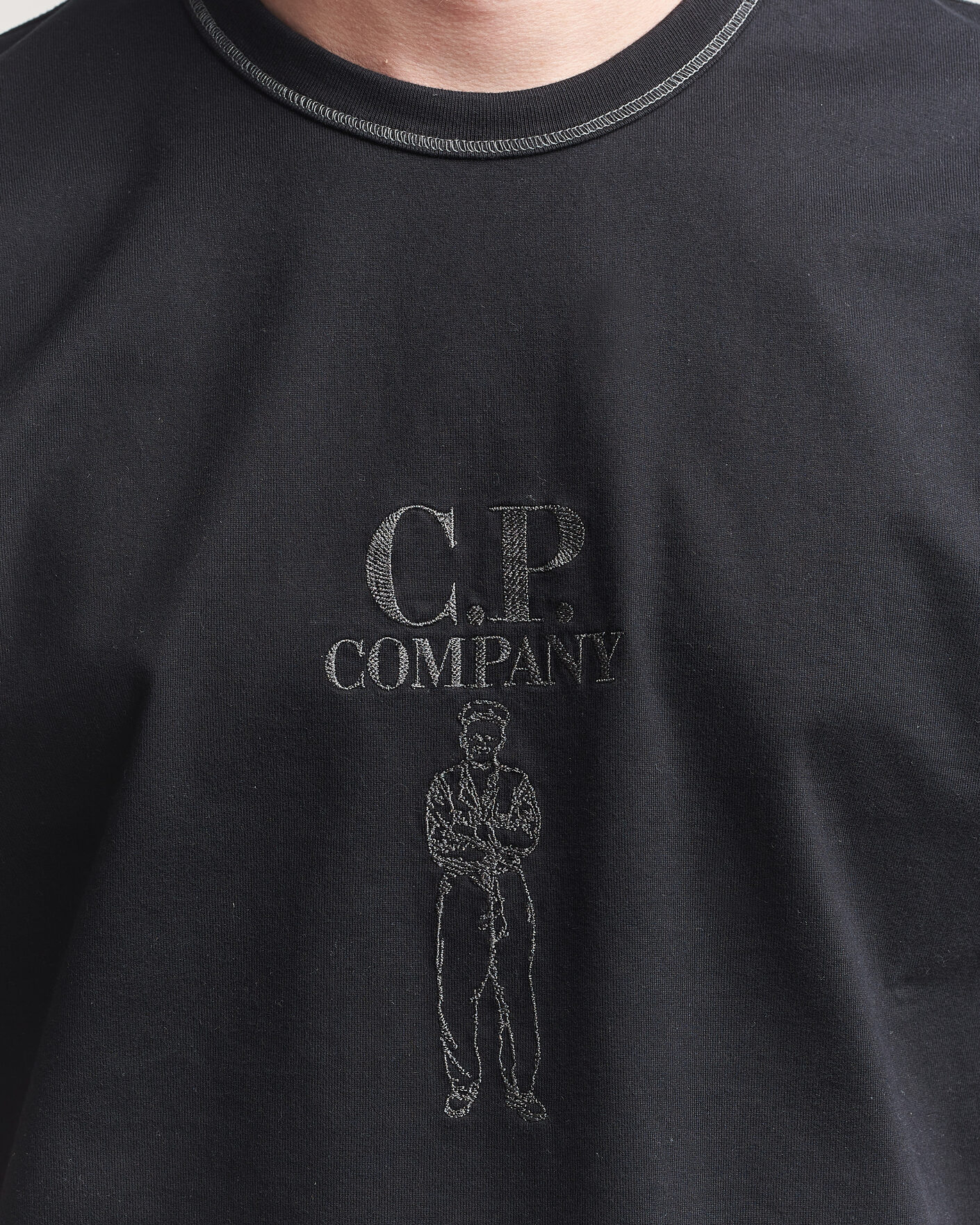 Herr | T-Shirts | C.P. Company | Mercerized Heavy Cotton Chest Logo T-Shirt Black