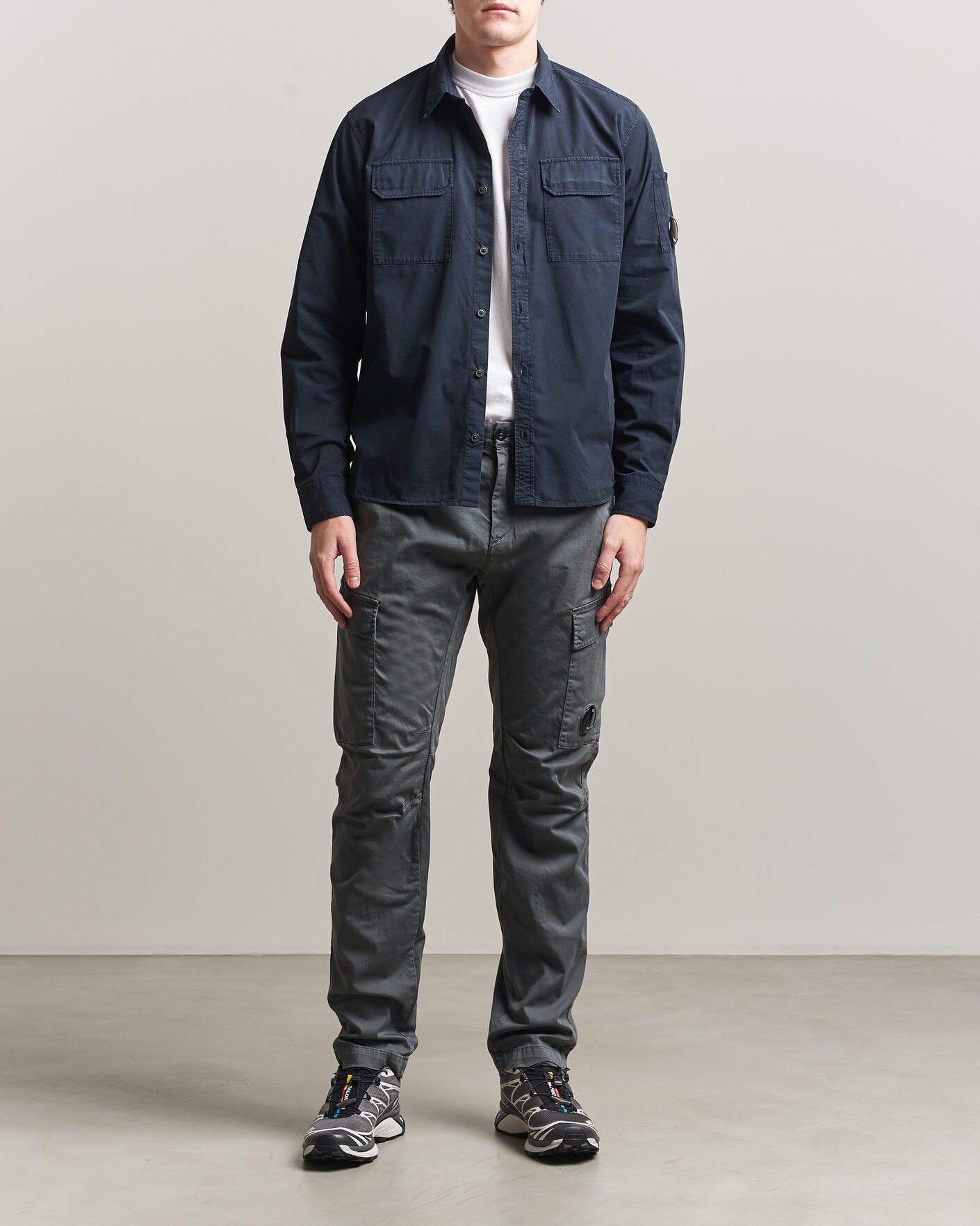 Herr | Byxor | C.P. Company | Satin Stretch Cargo Pants Dark Grey