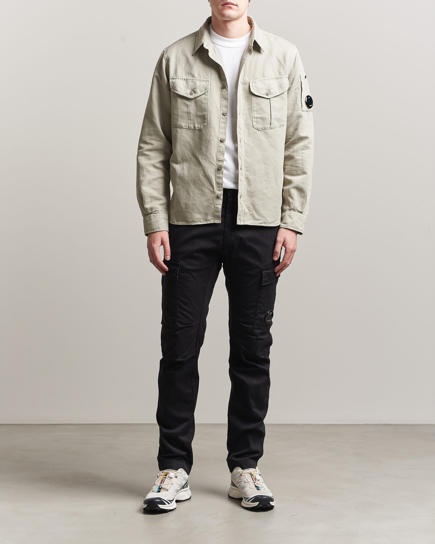 Herr | Byxor | C.P. Company | Satin Stretch Cargo Pants Black