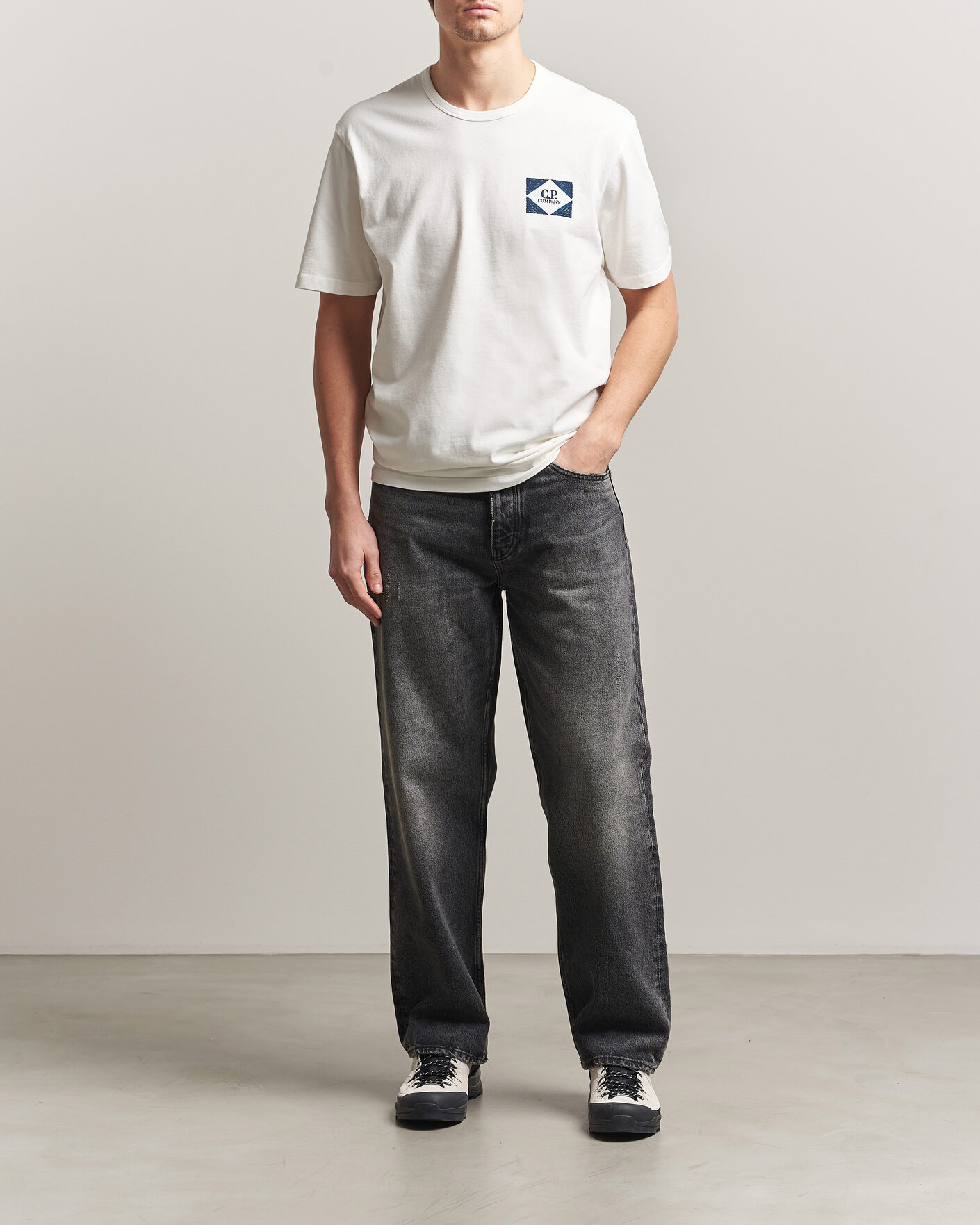 Herr | T-Shirts | C.P. Company | Cotton Jersey Back Print T-Shirt White