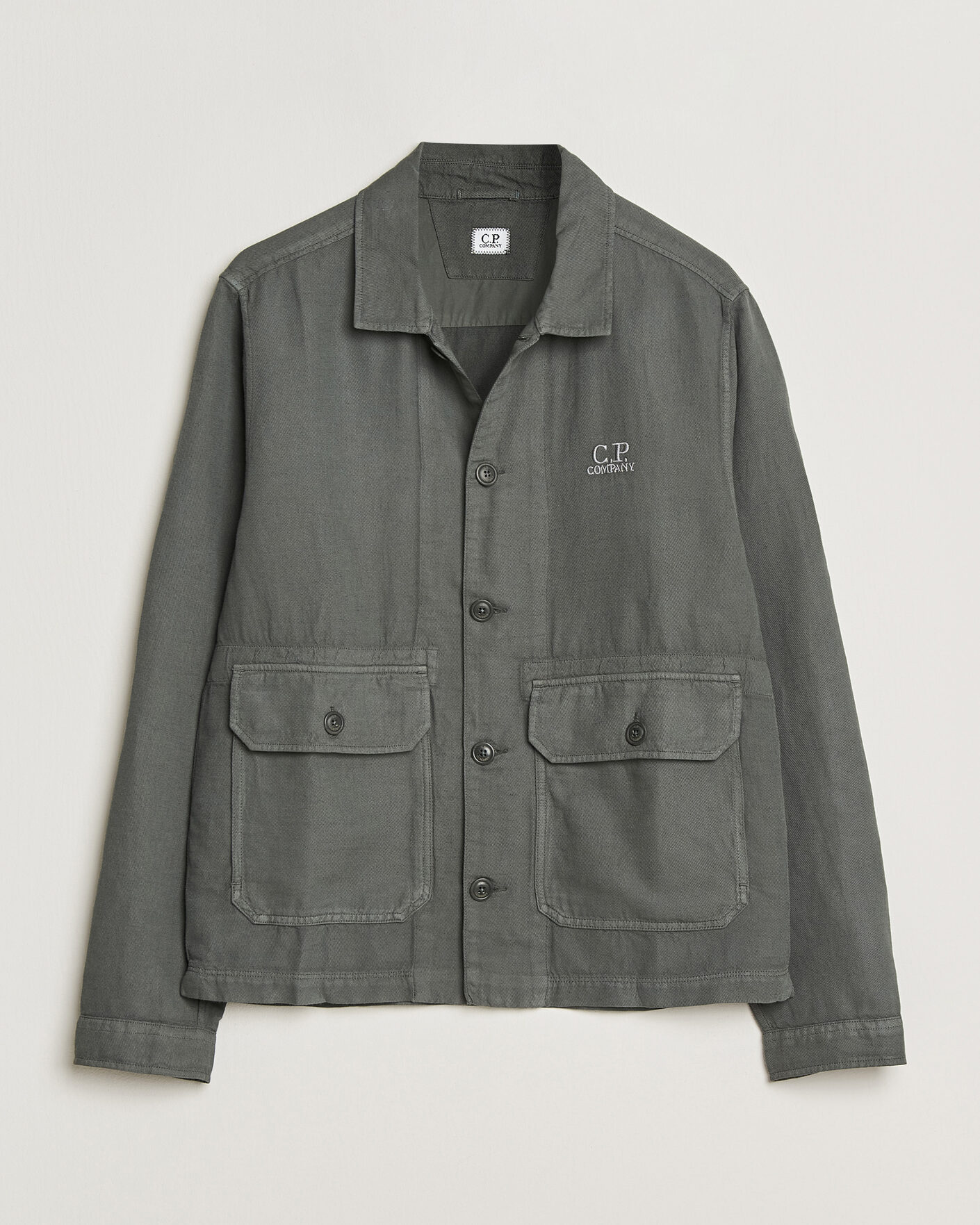 Herr | Skjortor | C.P. Company | Broken Twill Linen/Cotton Overshirt Olive