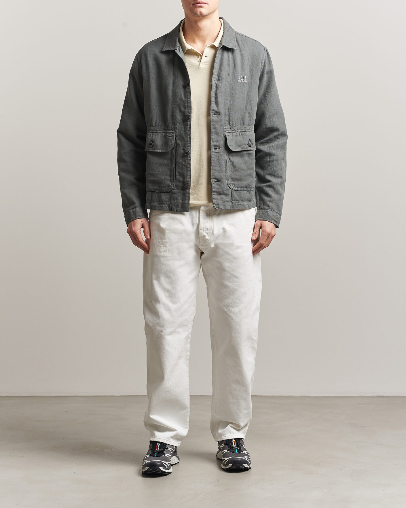 Herr | Skjortor | C.P. Company | Broken Twill Linen/Cotton Overshirt Olive