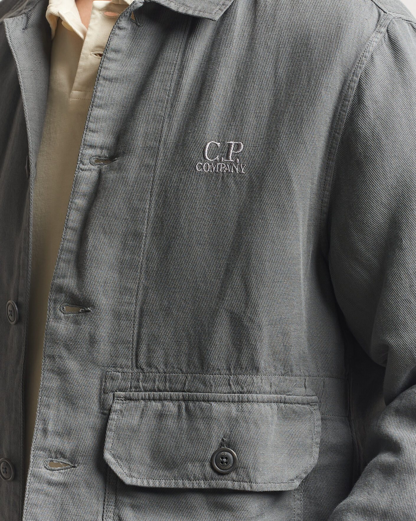 Herr | Skjortor | C.P. Company | Broken Twill Linen/Cotton Overshirt Olive