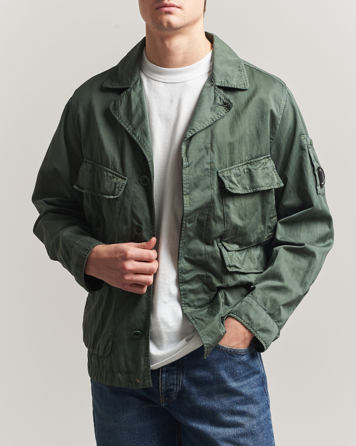 Herr | Jackor | C.P. Company | Raso Cinque Cotton Nylon Jungle Jacket Dark Green
