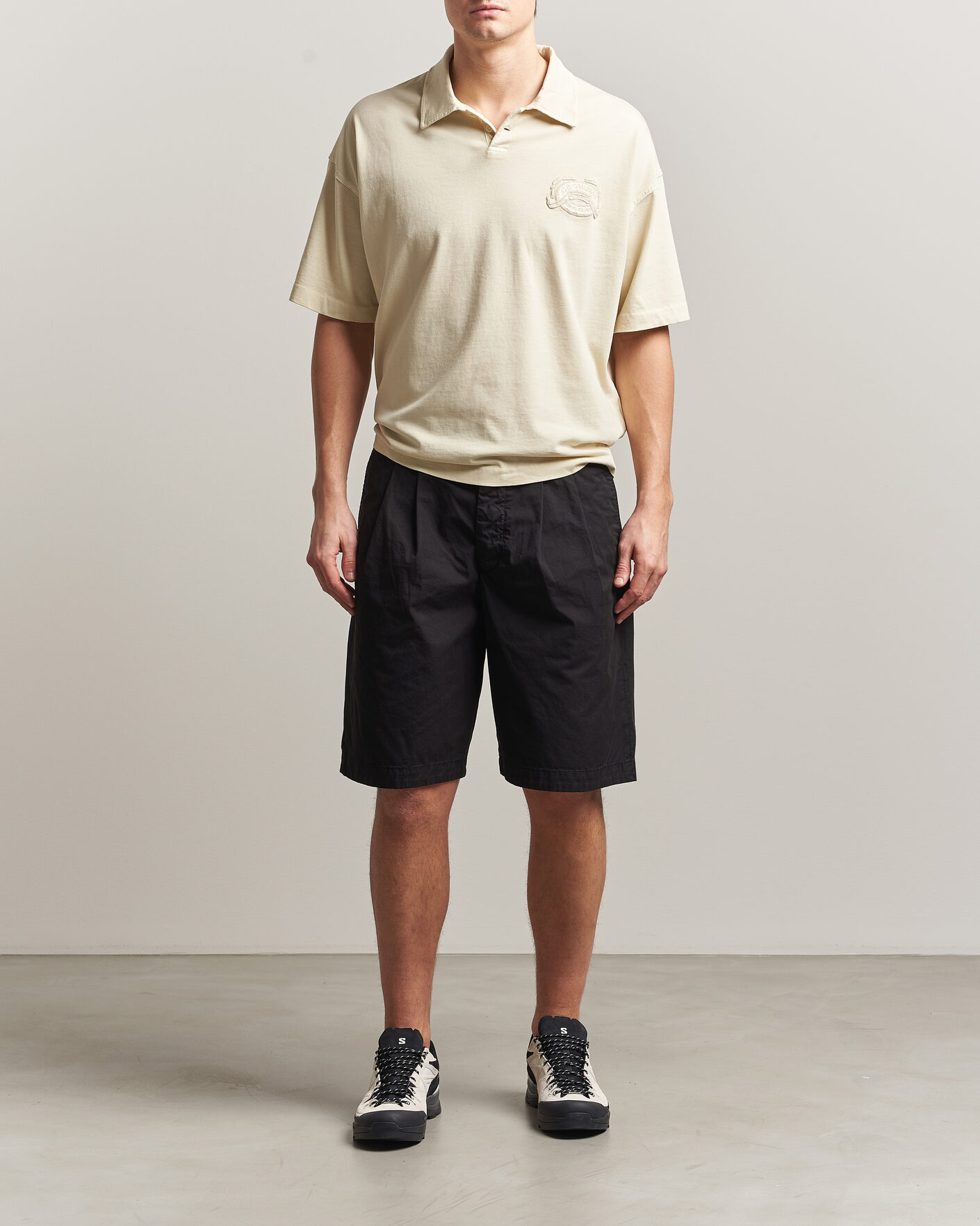 Herr | Shorts | C.P. Company | Cotton Gabardine Pleated Loose Shorts Black