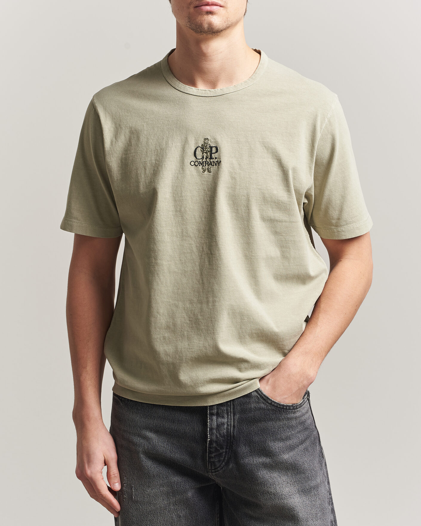 Herr | T-Shirts | C.P. Company | Back Printed Cotton T-Shirt Washed Green
