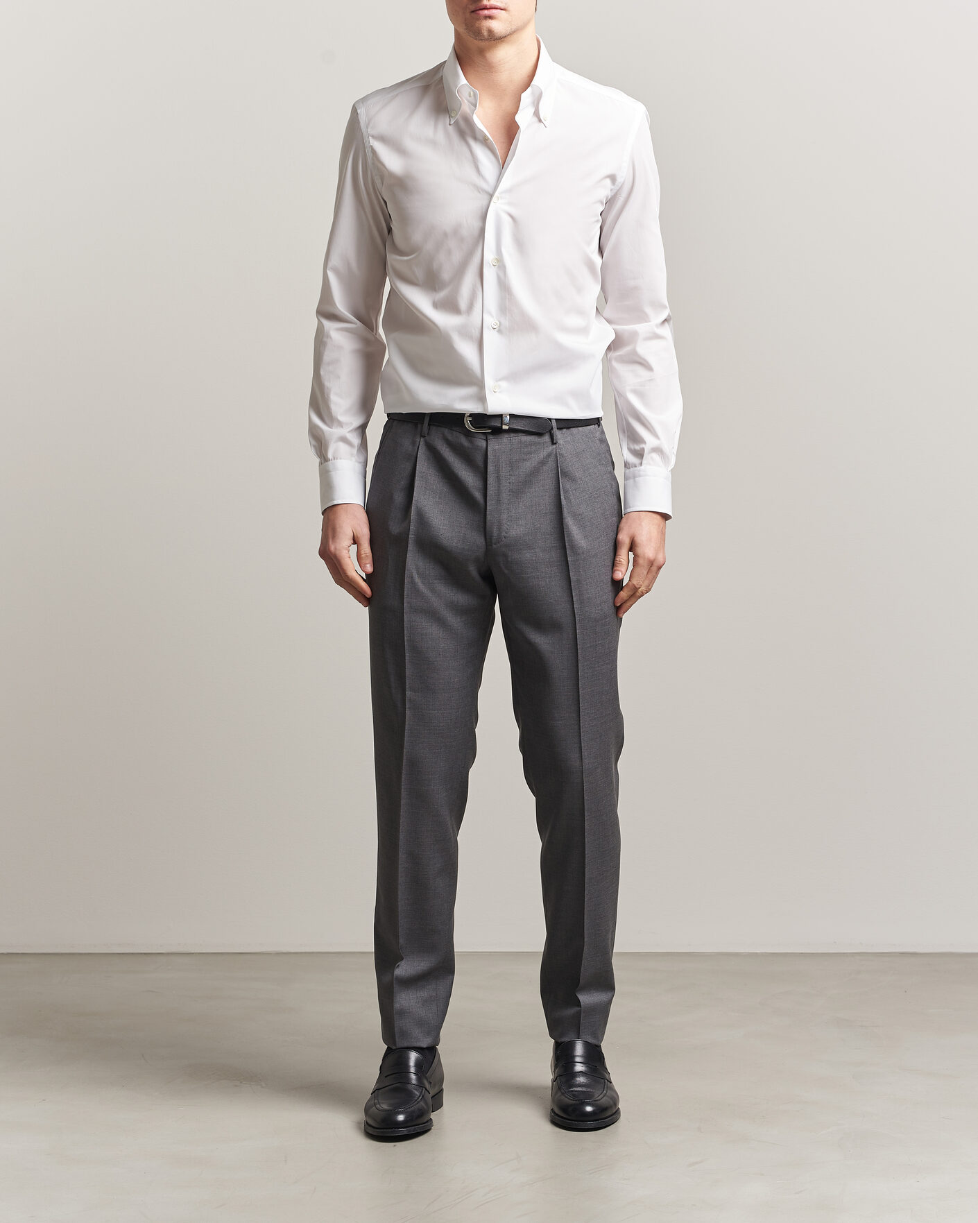 Herr | Skjortor | Mazzarelli | Soft Cotton Button Down Shirt White