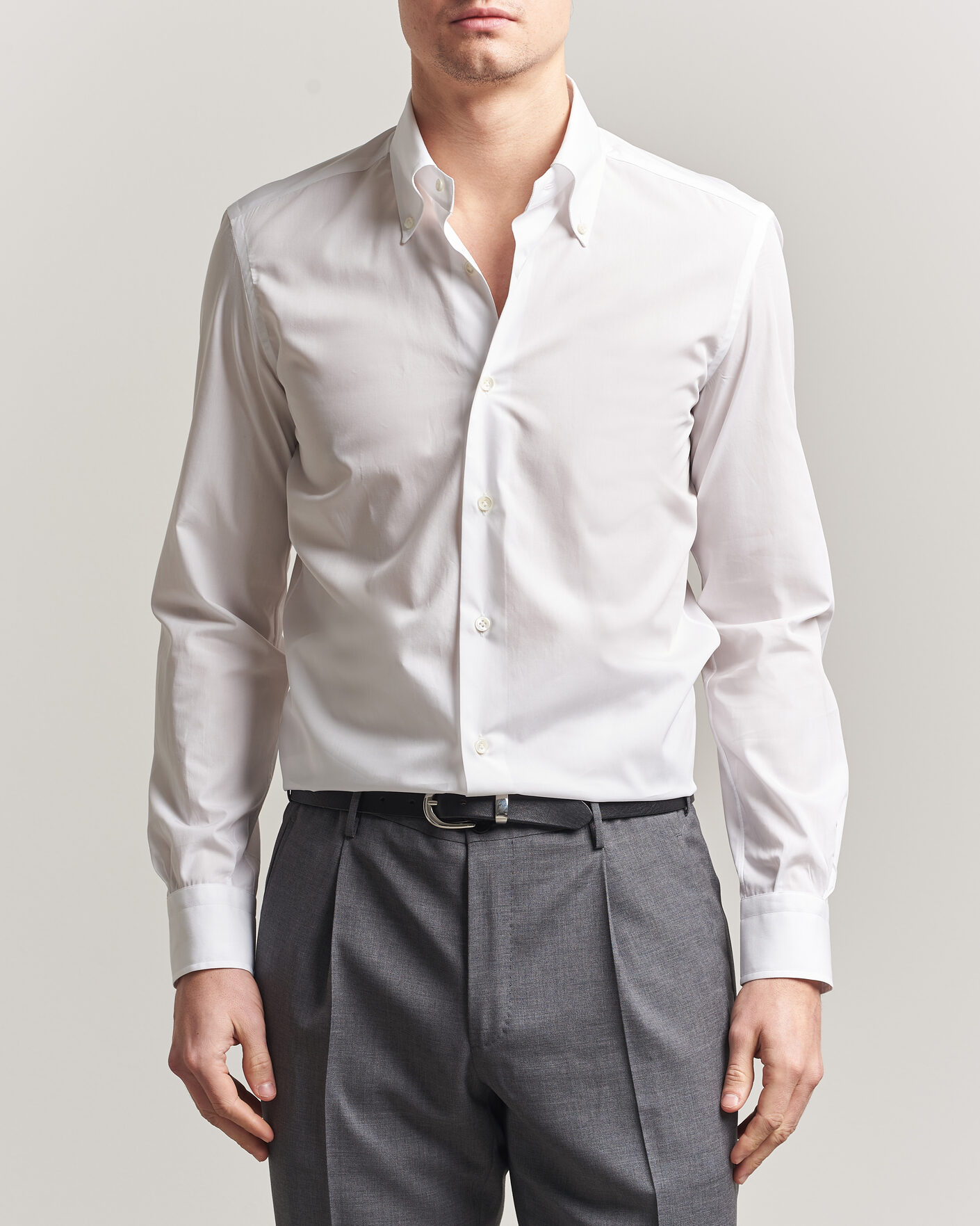 Herr | Skjortor | Mazzarelli | Soft Cotton Button Down Shirt White