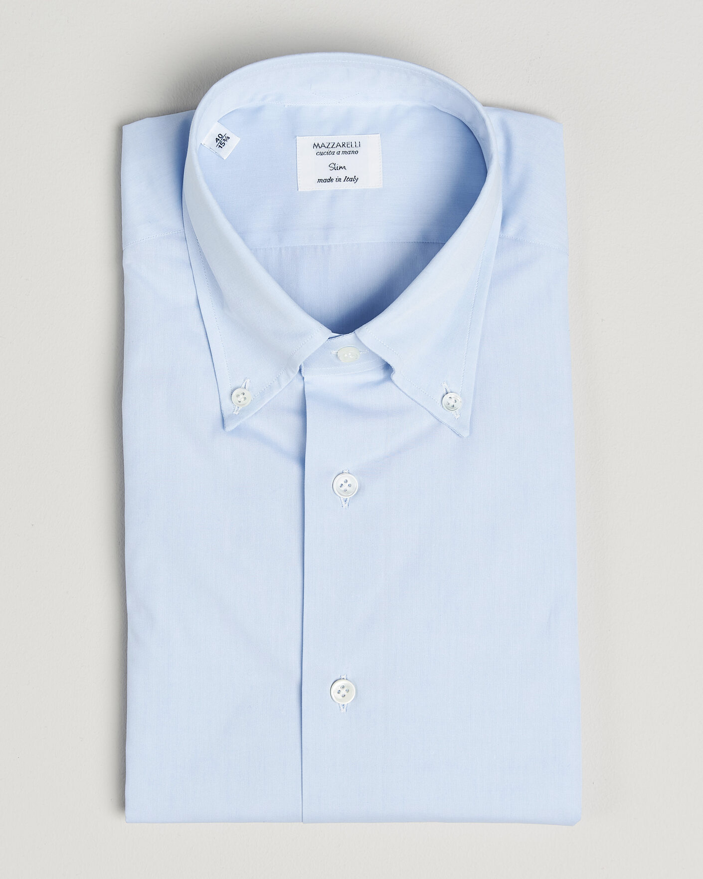 Herr | Skjortor | Mazzarelli | Soft Cotton Button Down Shirt Light Blue