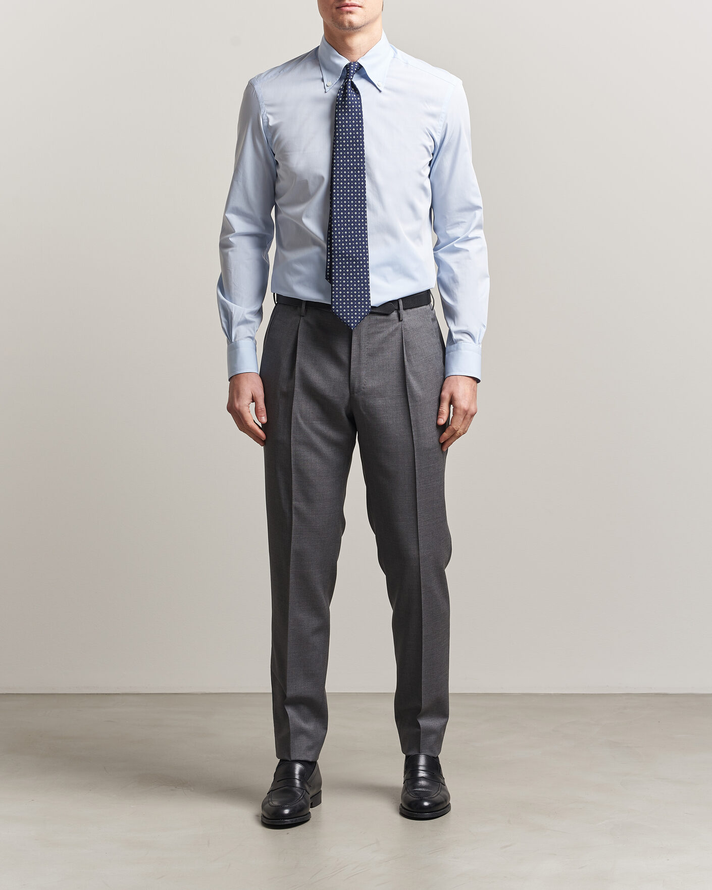 Herr | Skjortor | Mazzarelli | Soft Cotton Button Down Shirt Light Blue