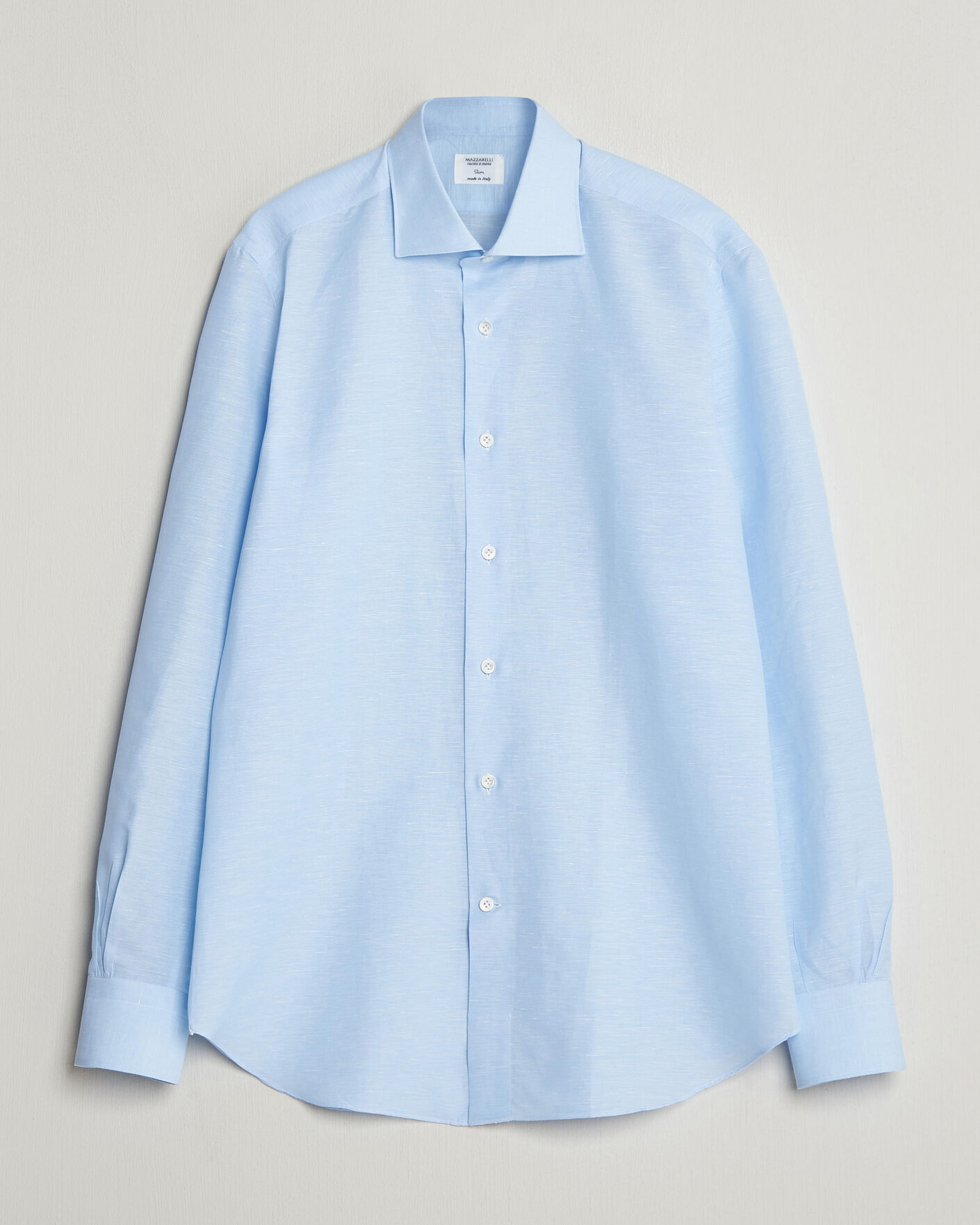 Herr | Skjortor | Mazzarelli | Soft Cotton/Linen Shirt Light Blue