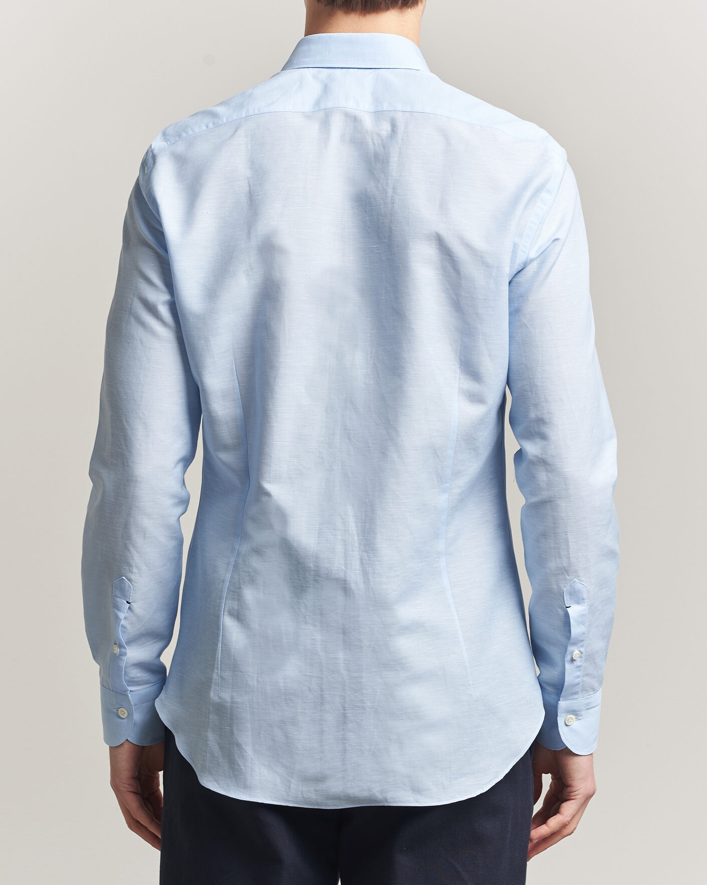 Herr | Skjortor | Mazzarelli | Soft Cotton/Linen Shirt Light Blue
