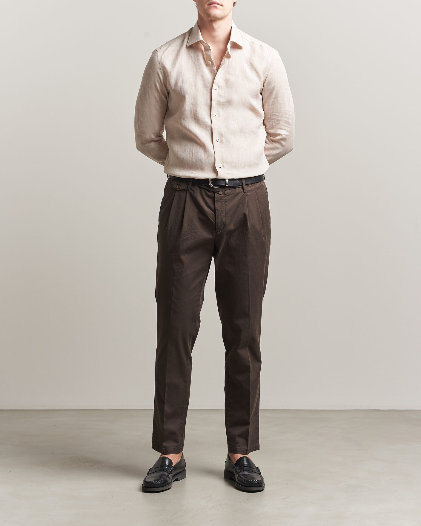 Herr | Skjortor | Mazzarelli | Soft Linen Shirt Beige