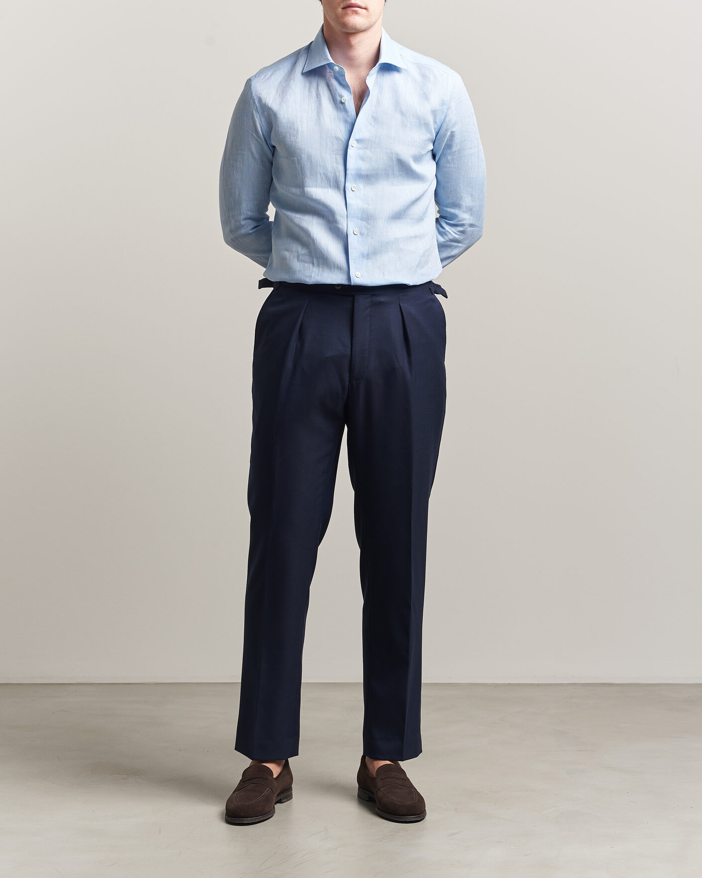 Herr | Skjortor | Mazzarelli | Soft Linen Shirt Light Blue