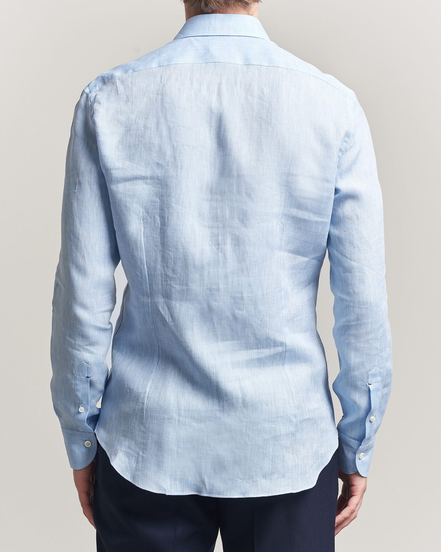 Herr | Skjortor | Mazzarelli | Soft Linen Shirt Light Blue
