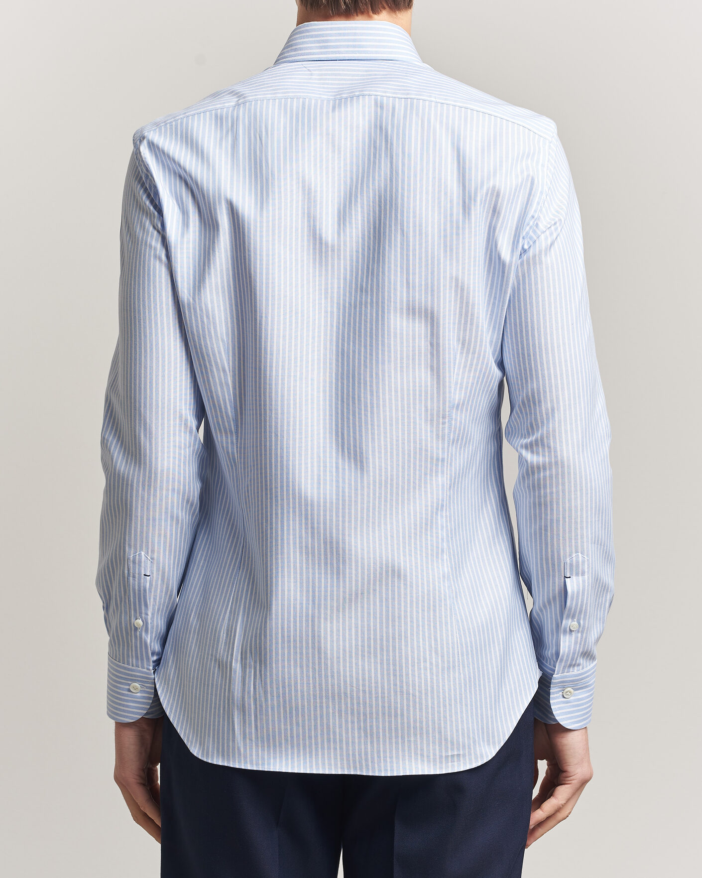 Herr | Skjortor | Mazzarelli | Soft Oxford Button Down Shirt Light Blue Stripe
