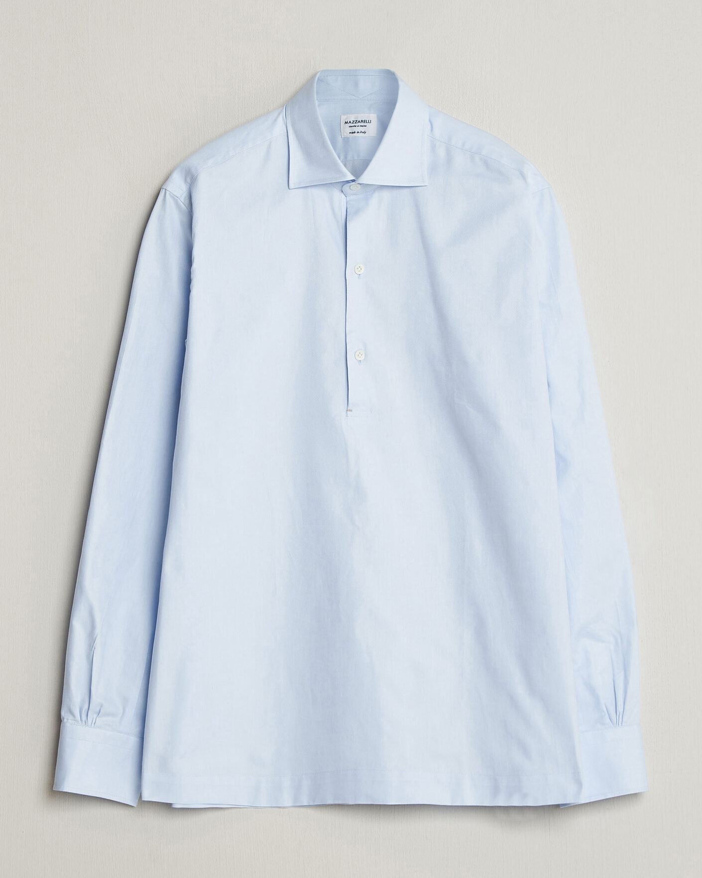 Herr | Skjortor | Mazzarelli | Soft Oxford Popover Shirt Light Blue
