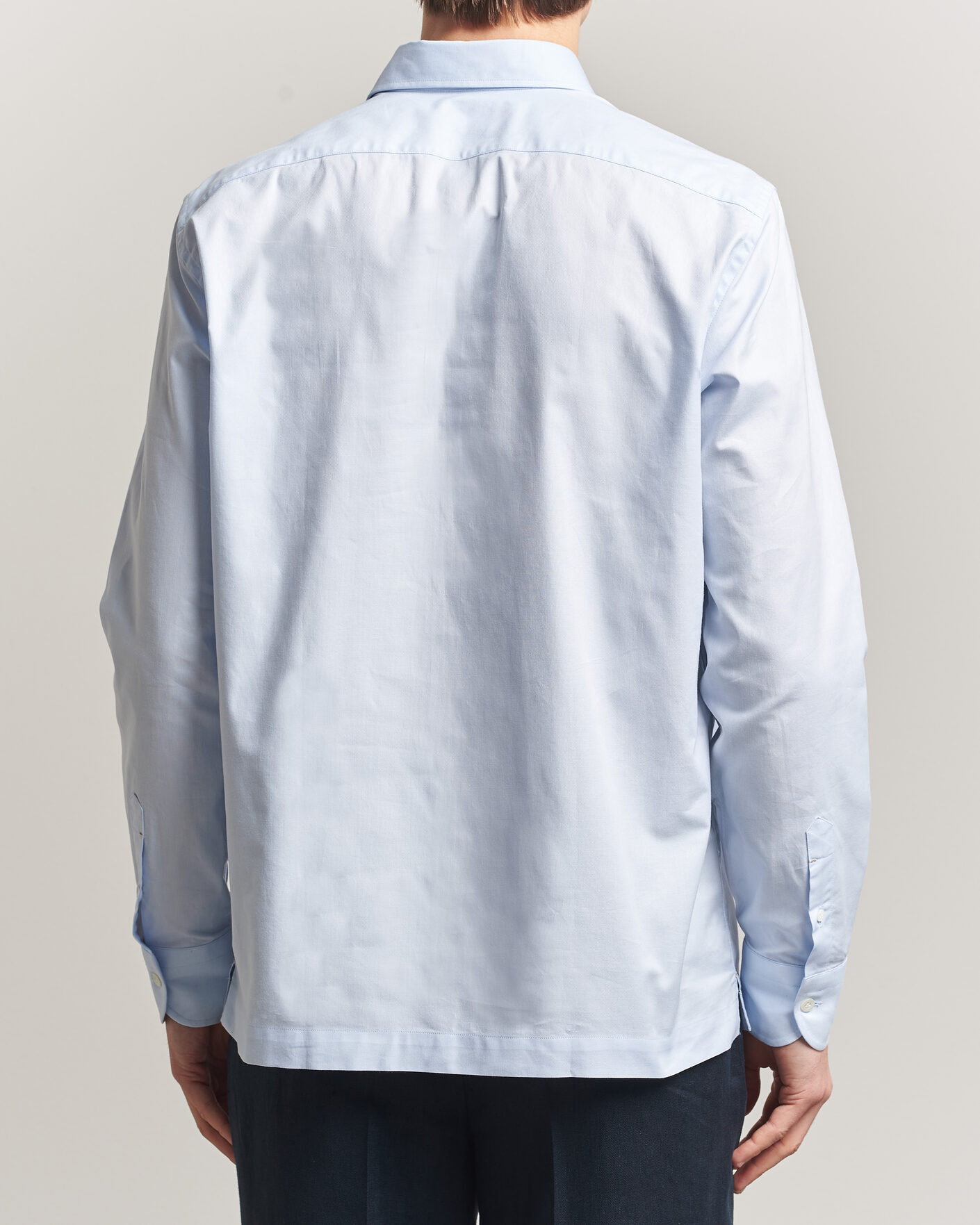 Herr | Skjortor | Mazzarelli | Soft Oxford Popover Shirt Light Blue