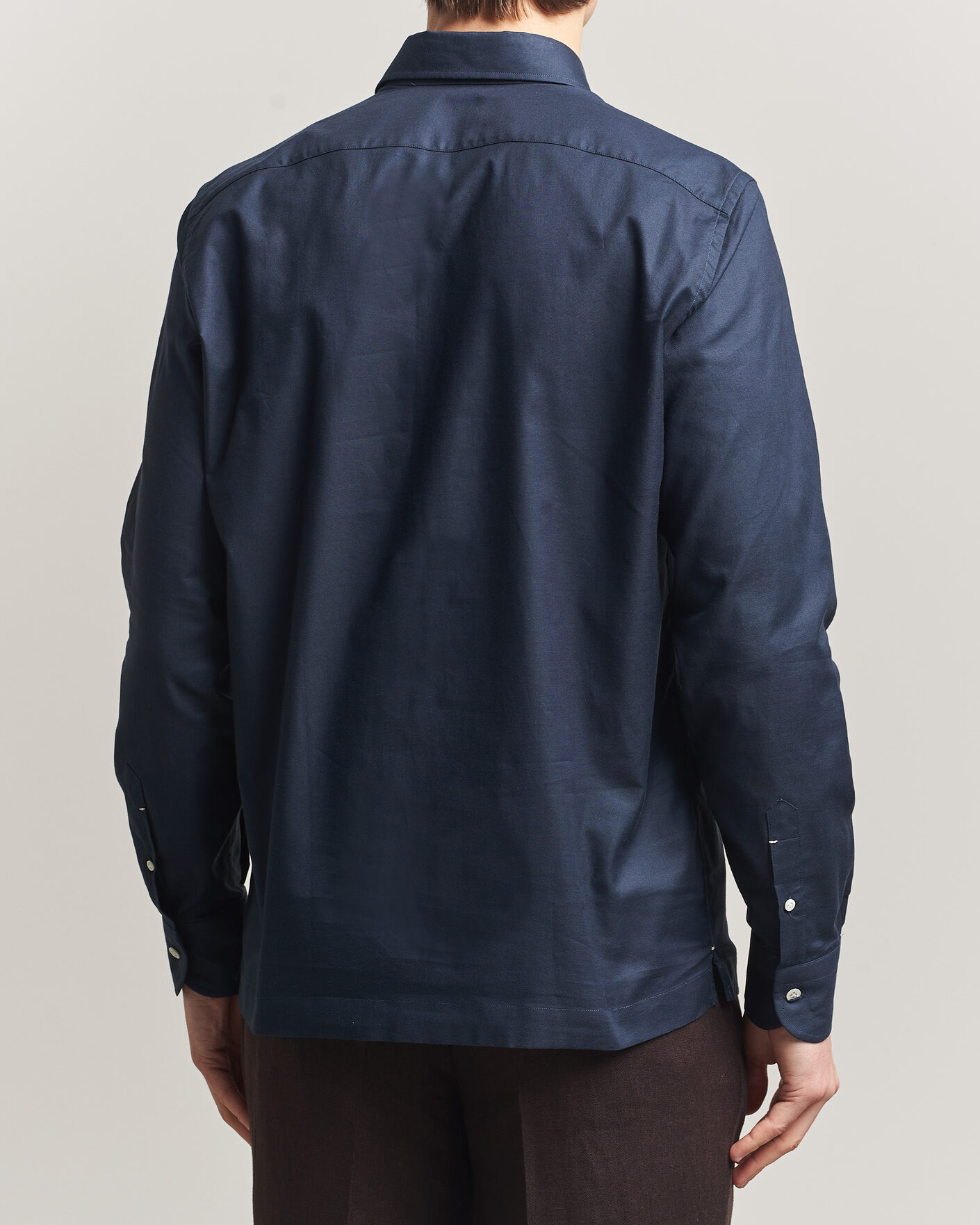 Herr | Skjortor | Mazzarelli | Soft Oxford Popover Shirt Navy