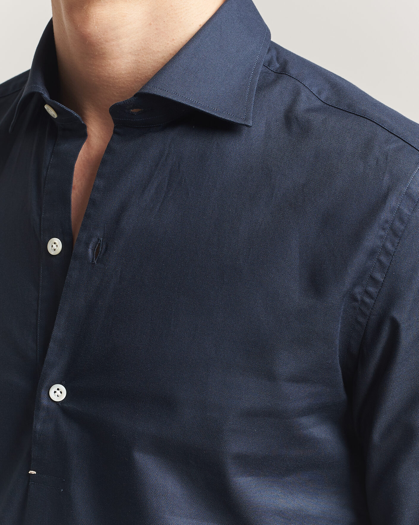 Herr | Skjortor | Mazzarelli | Soft Oxford Popover Shirt Navy