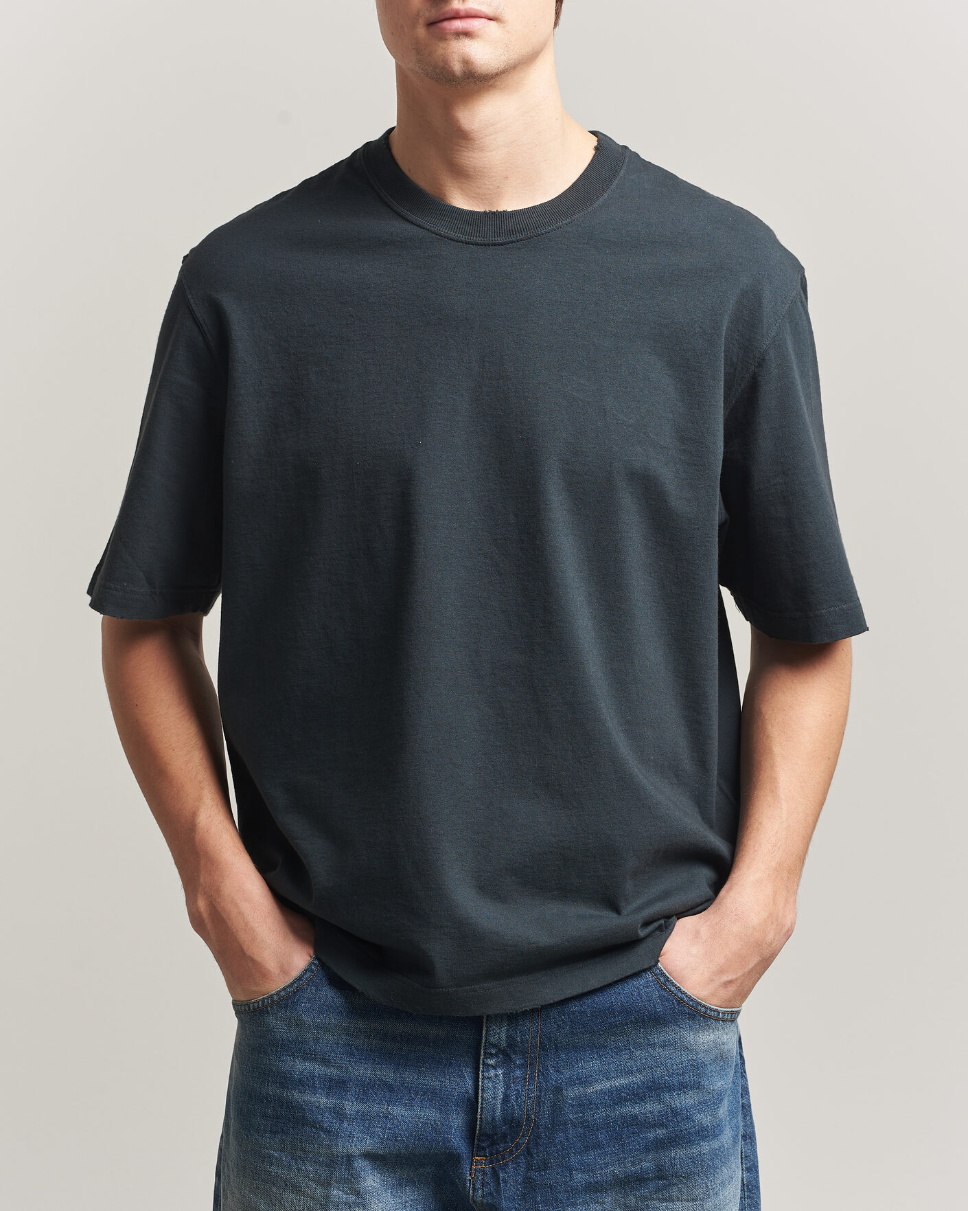 Herr | T-Shirts | Golden Goose | Relaxed Fit Cotton T-Shirt Washed Black