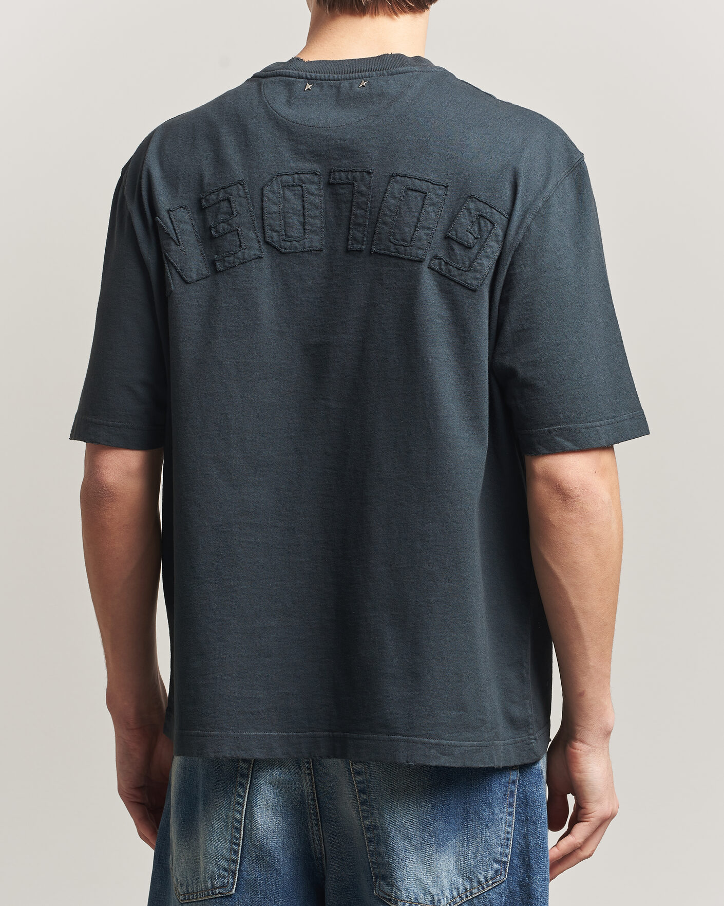 Herr | T-Shirts | Golden Goose | Relaxed Fit Cotton T-Shirt Washed Black