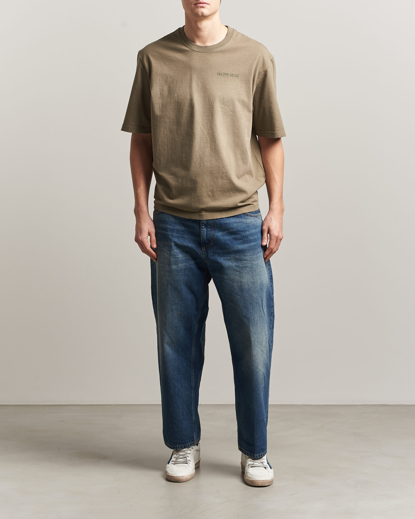 Herr | T-Shirts | Golden Goose | Journey Dyed Cotton T-Shirt Washed Beige