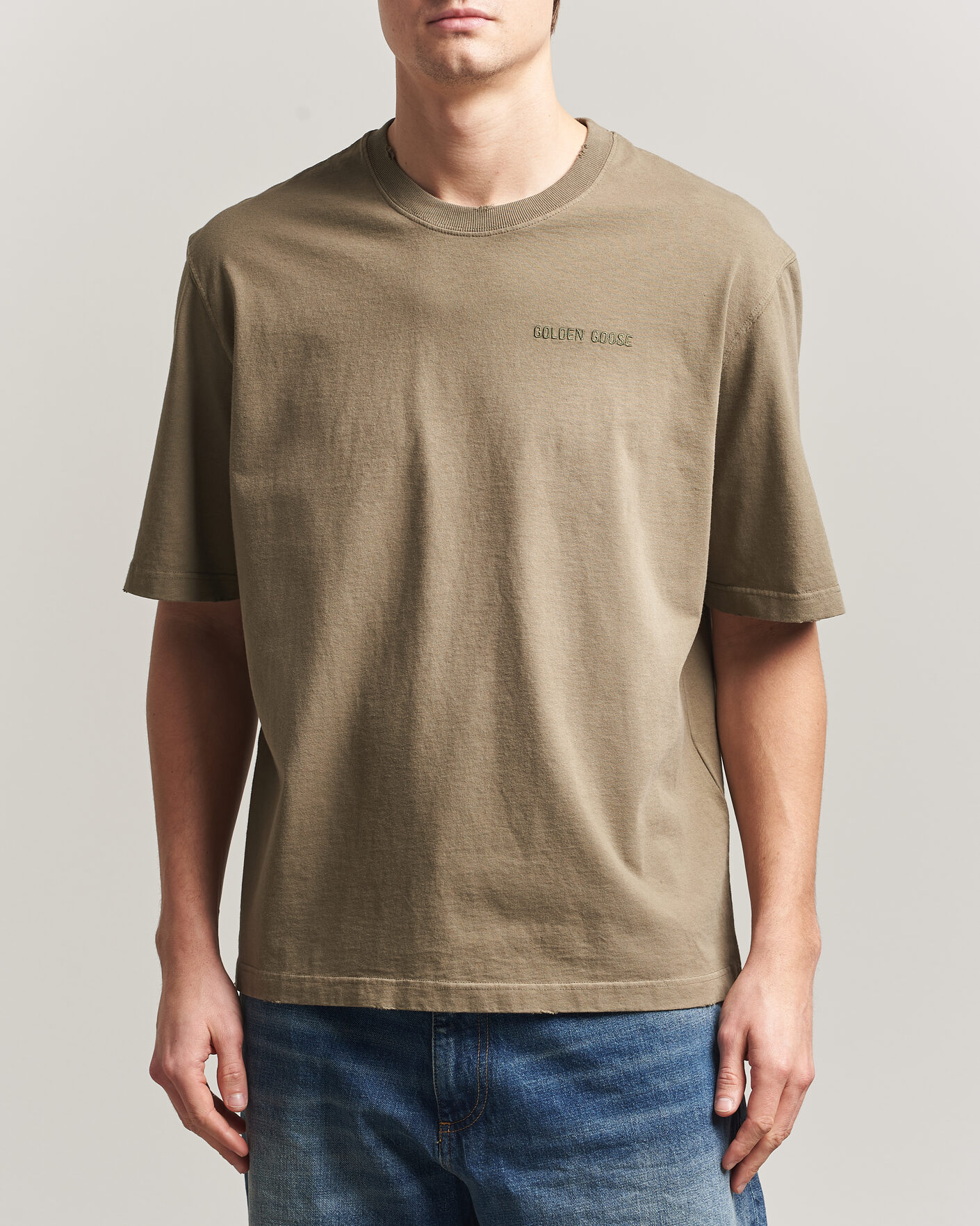 Herr | T-Shirts | Golden Goose | Journey Dyed Cotton T-Shirt Washed Beige