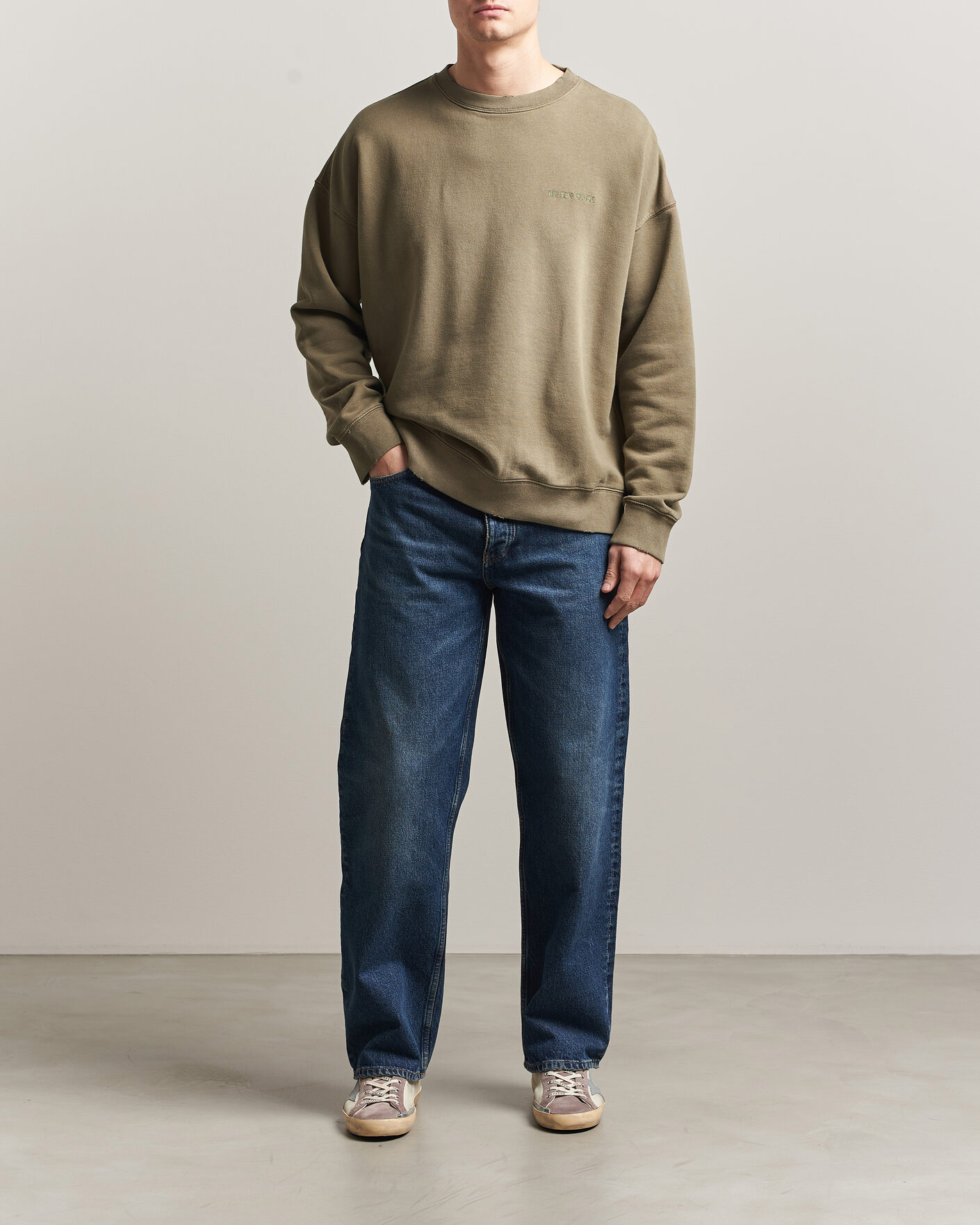 Herr | Tröjor | Golden Goose | Journey Dyed Cotton Sweatshirt Washed Beige