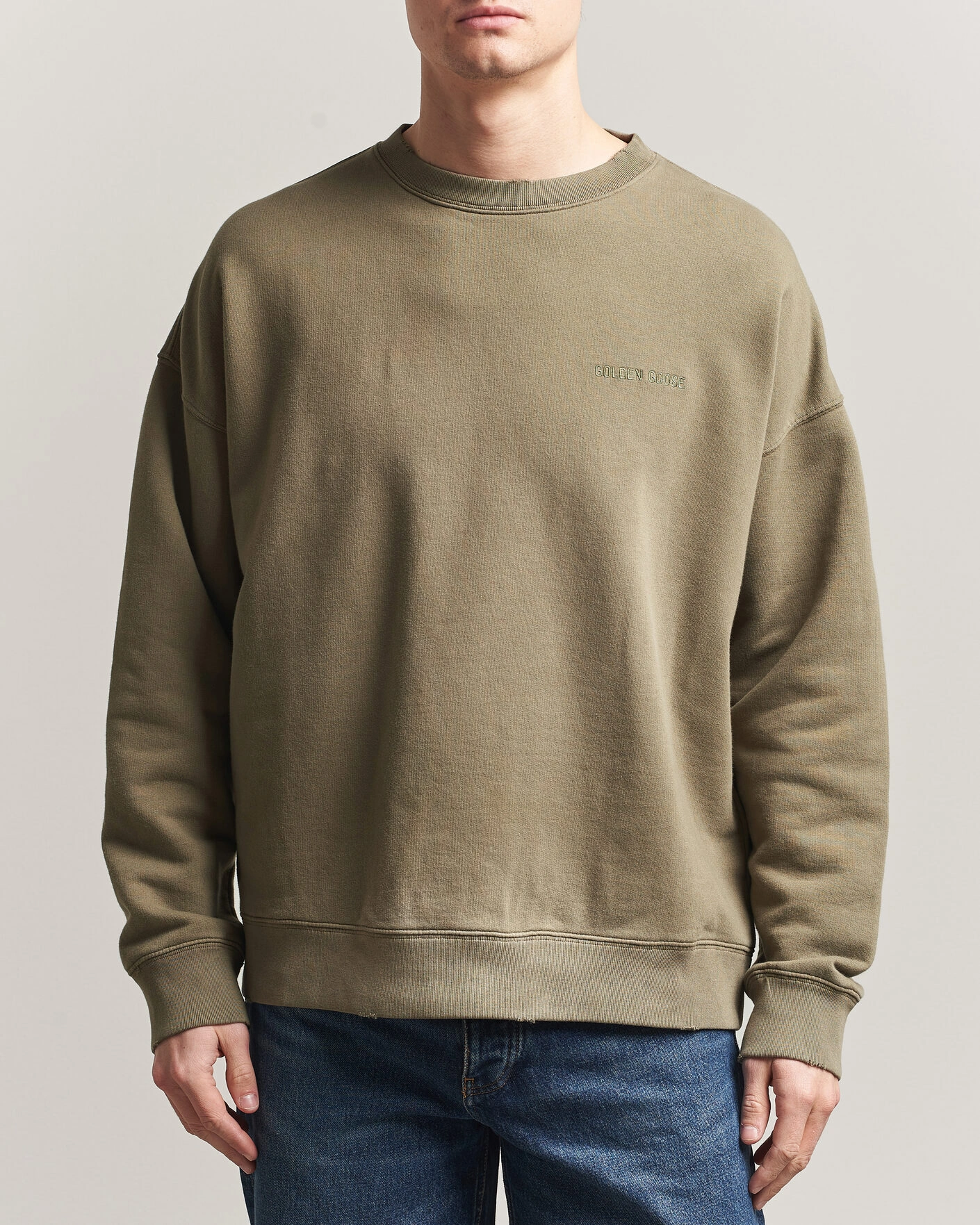 Herr | Tröjor | Golden Goose | Journey Dyed Cotton Sweatshirt Washed Beige