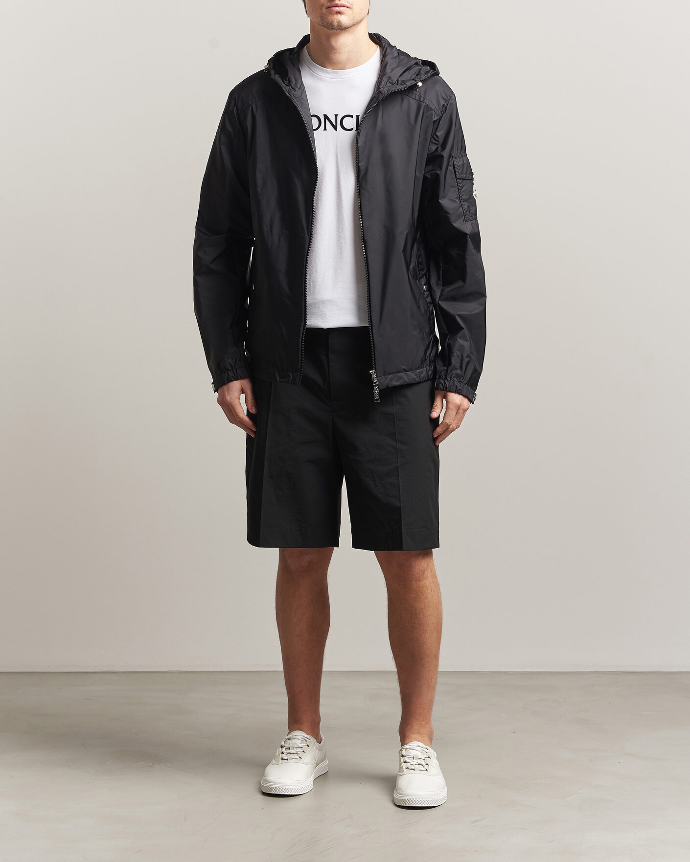 Herr | Shorts | Moncler | Lightweight Seersucker Shorts Black