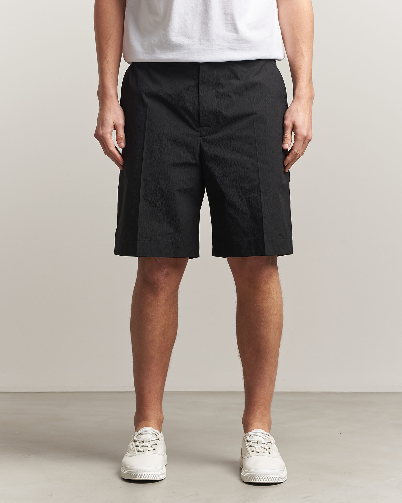 Herr | Shorts | Moncler | Lightweight Seersucker Shorts Black