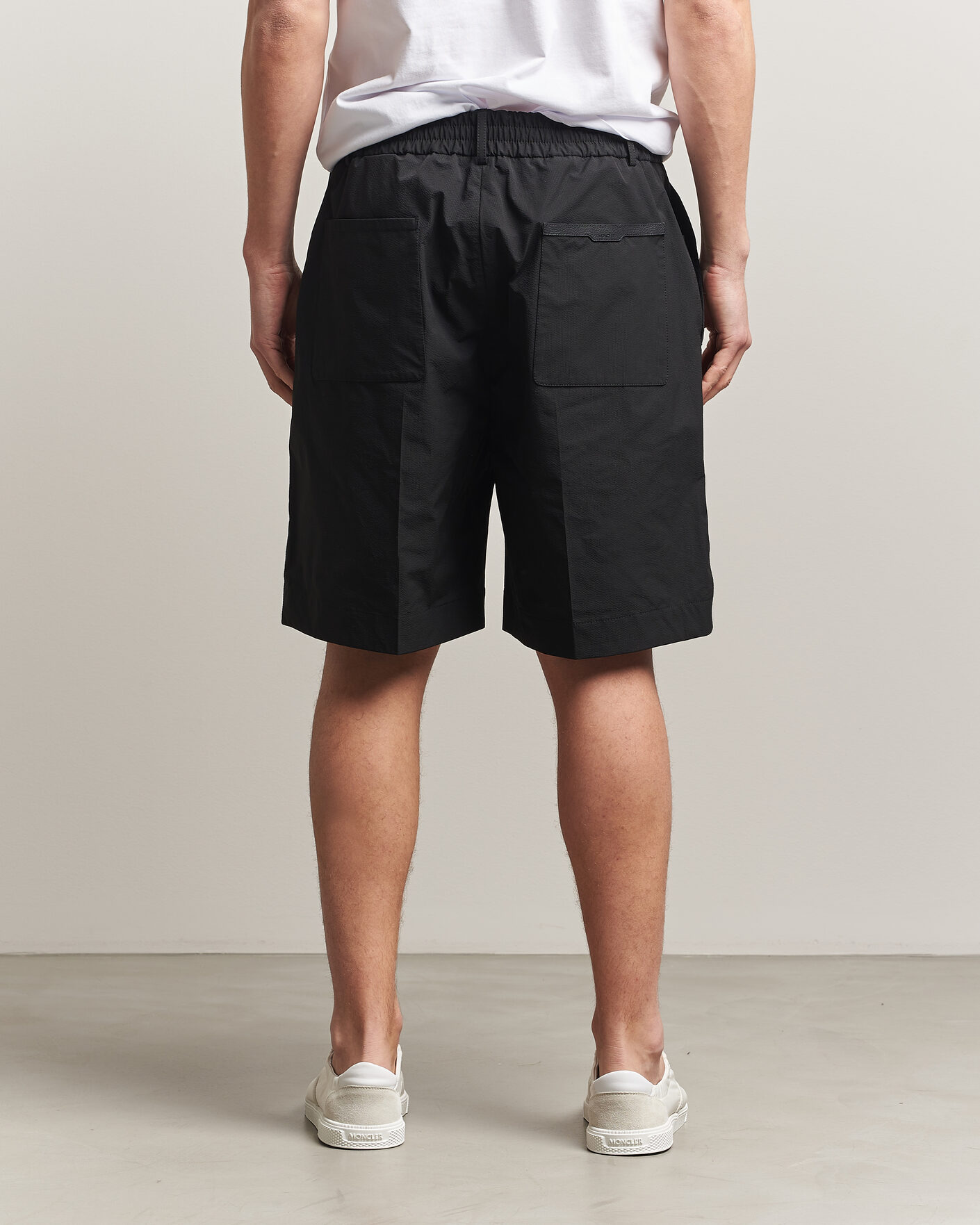 Herr | Shorts | Moncler | Lightweight Seersucker Shorts Black
