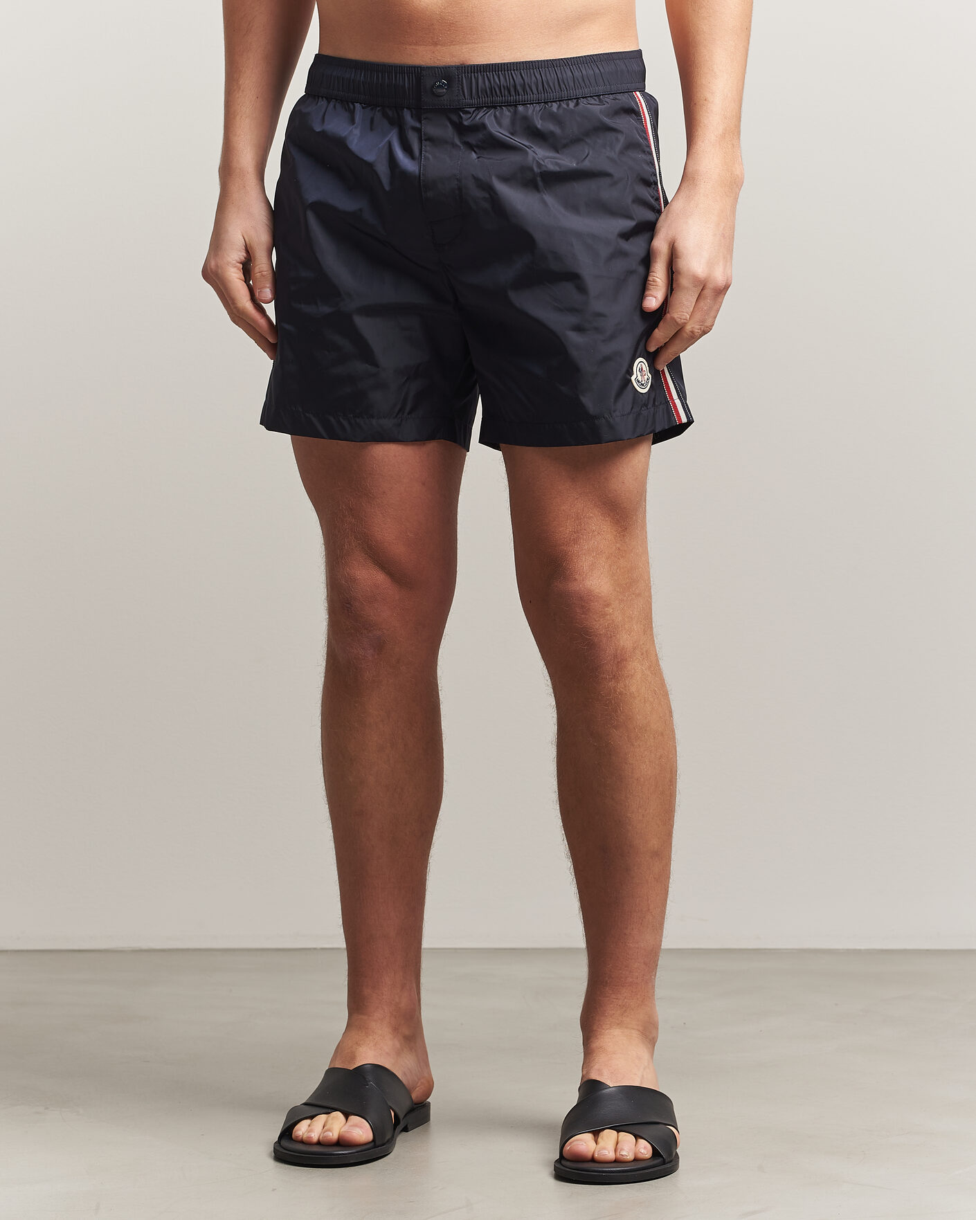 Herr | Badbyxor | Moncler | Contrast Band Swim Shorts Navy