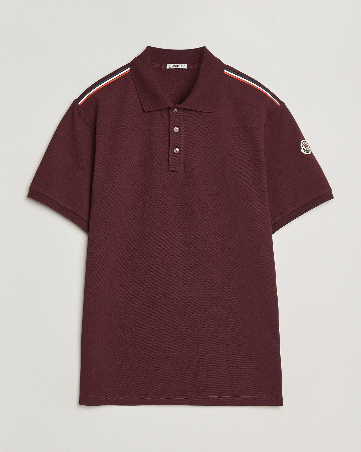 Herr | Pikéer | Moncler | Tricolore Shoulder Polo Burgundy