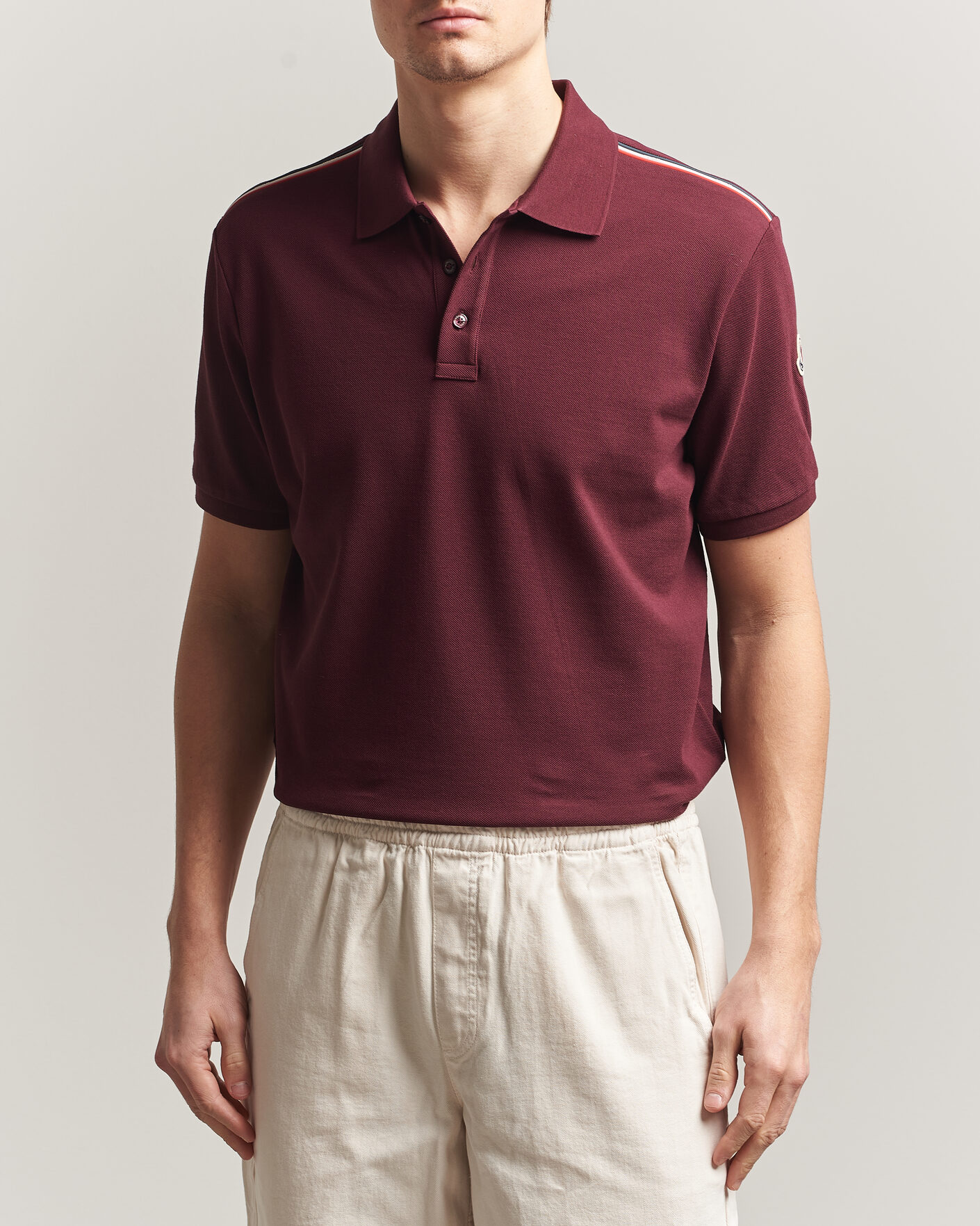 Herr | Pikéer | Moncler | Tricolore Shoulder Polo Burgundy