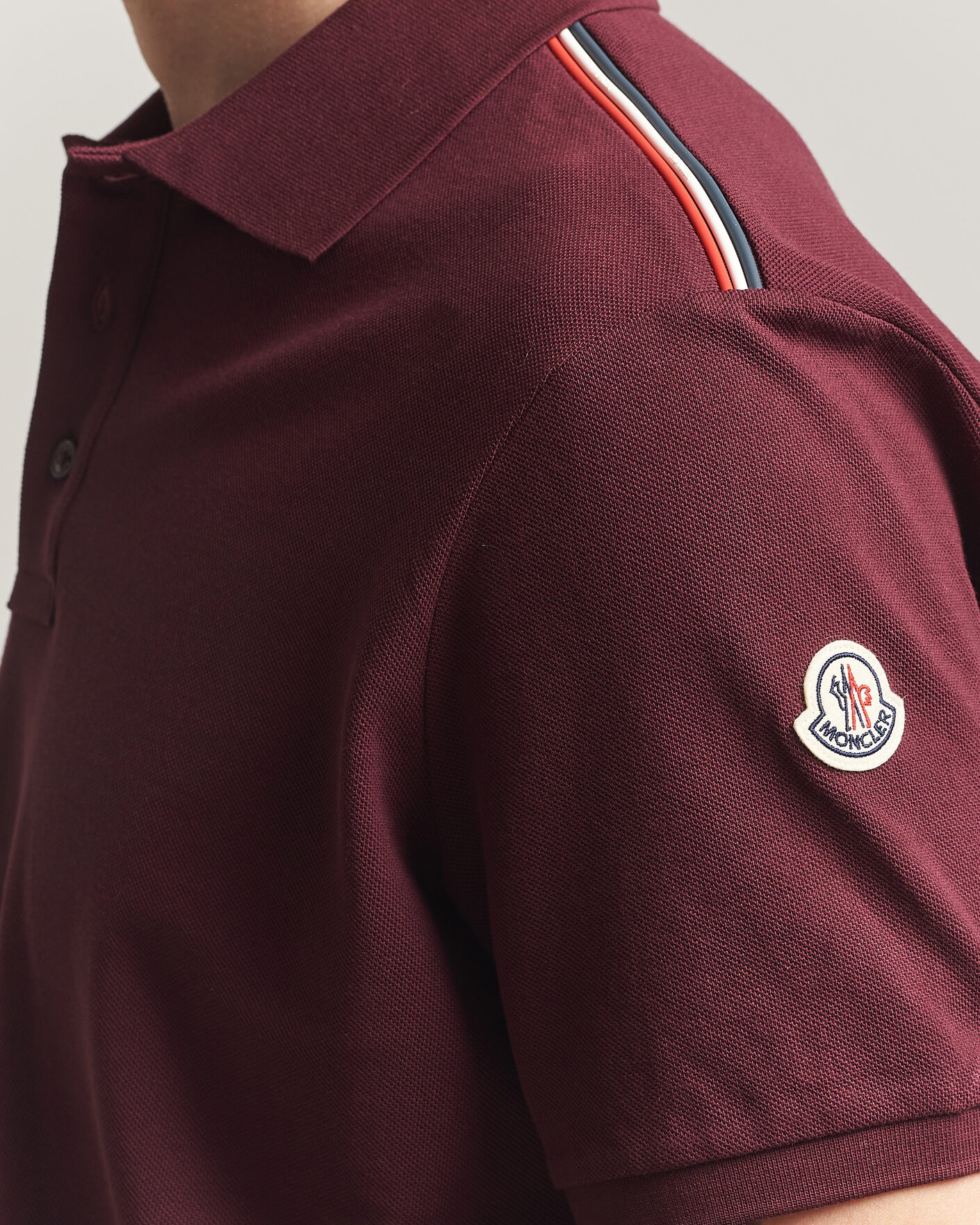 Herr | Pikéer | Moncler | Tricolore Shoulder Polo Burgundy