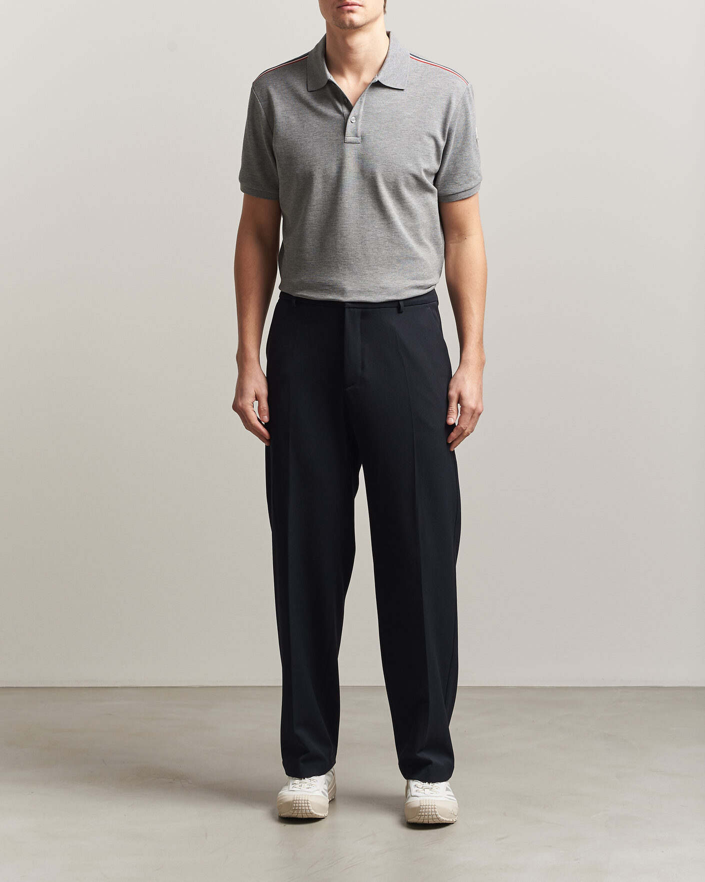 Herr | Pikéer | Moncler | Tricolore Shoulder Polo Light Grey