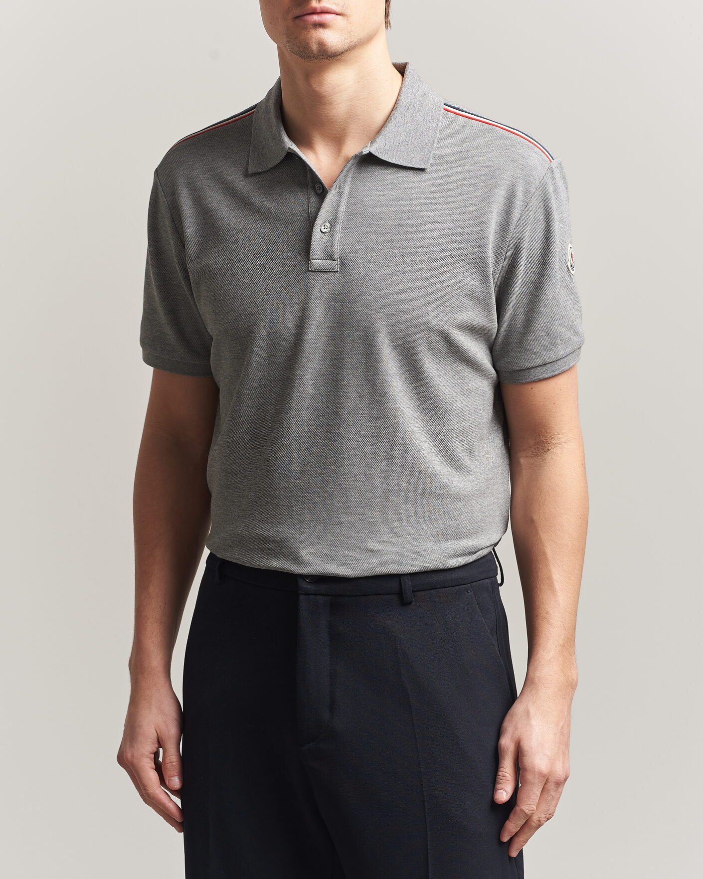 Herr | Pikéer | Moncler | Tricolore Shoulder Polo Light Grey