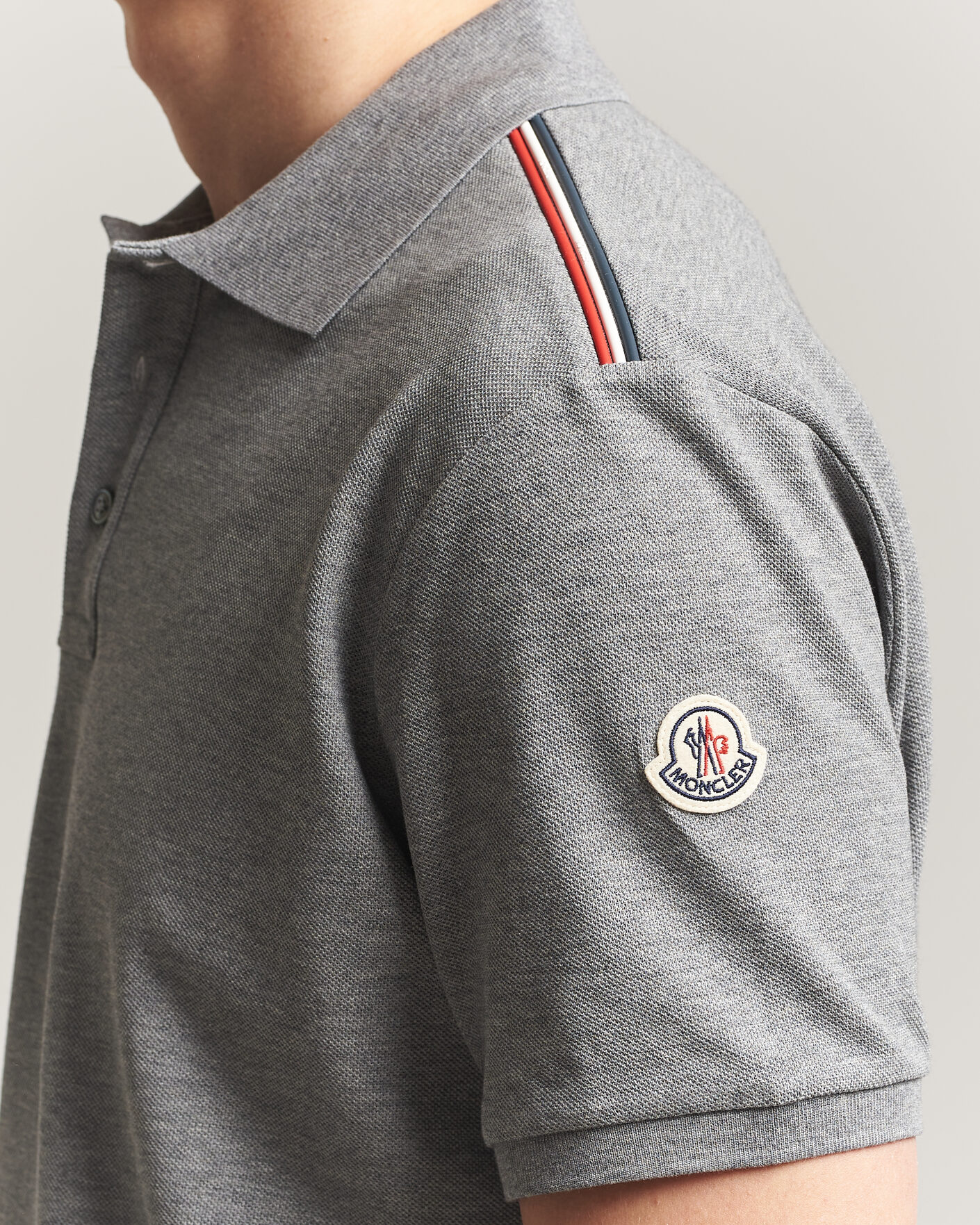 Herr | Pikéer | Moncler | Tricolore Shoulder Polo Light Grey