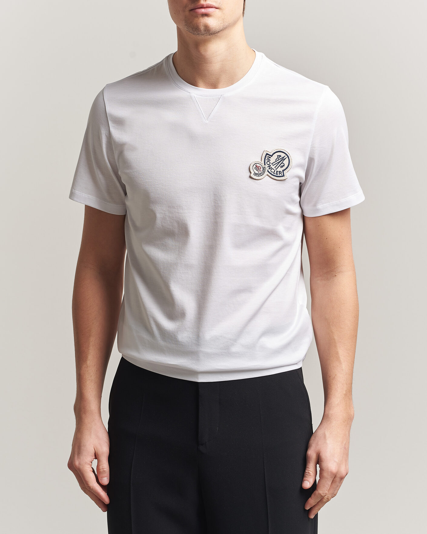 Herr | T-Shirts | Moncler | Double Logo T-Shirt White