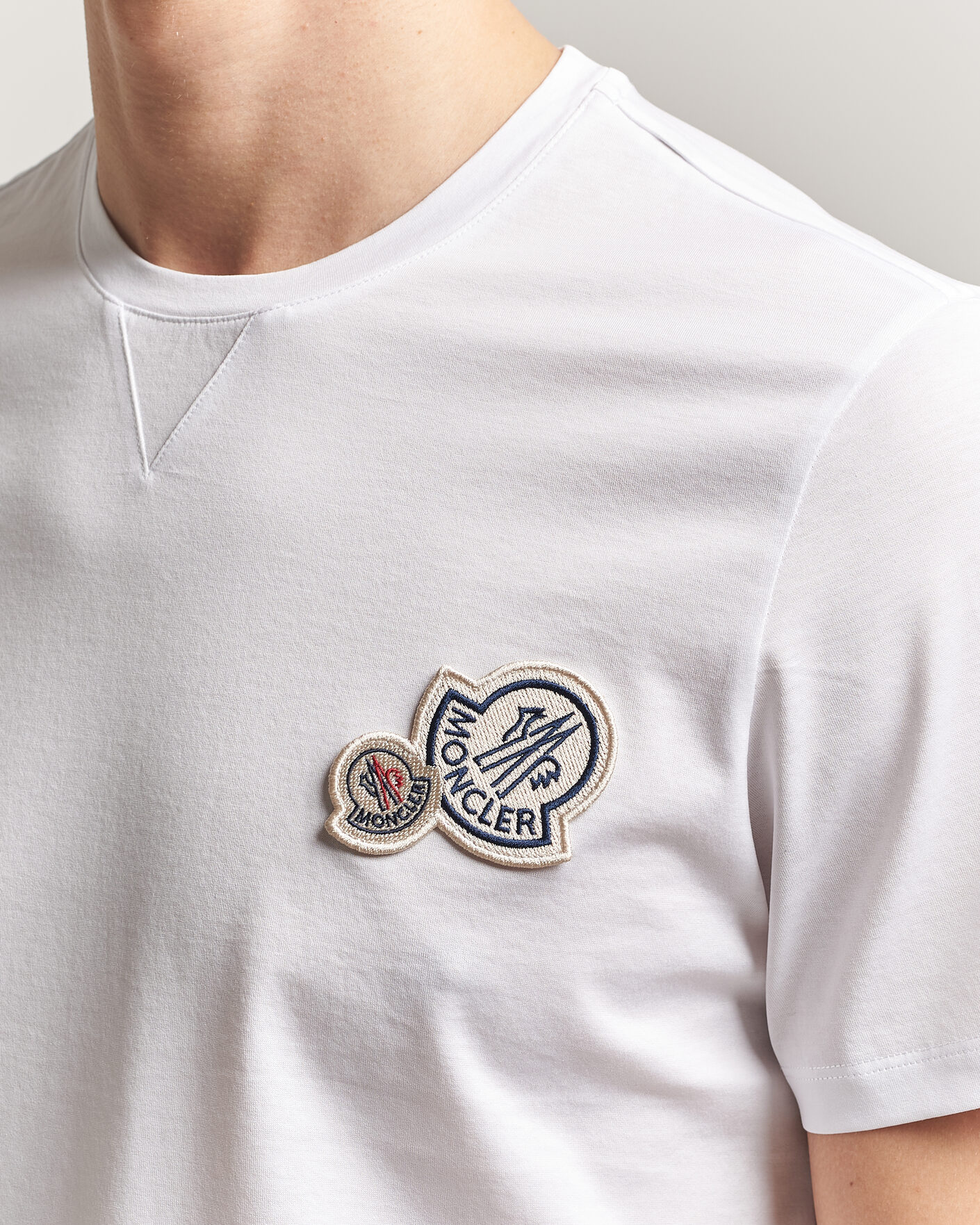 Herr | T-Shirts | Moncler | Double Logo T-Shirt White