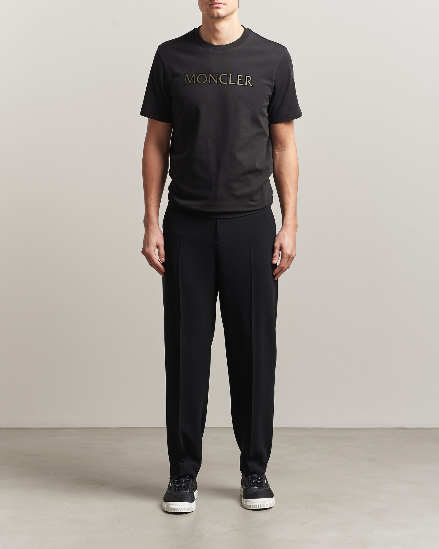 Herr | T-Shirts | Moncler | Flock Print Logo T-Shirt Black