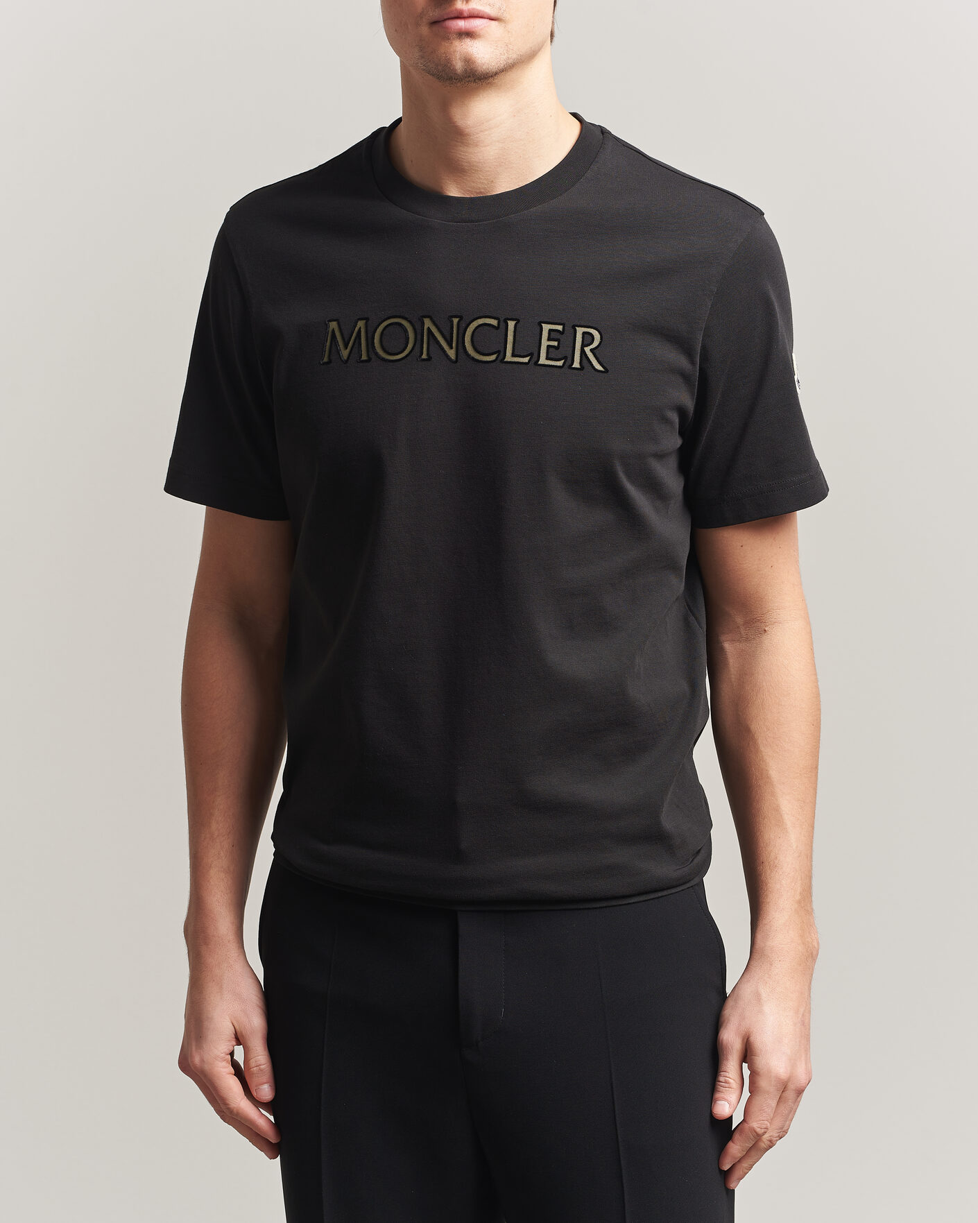 Herr | T-Shirts | Moncler | Flock Print Logo T-Shirt Black