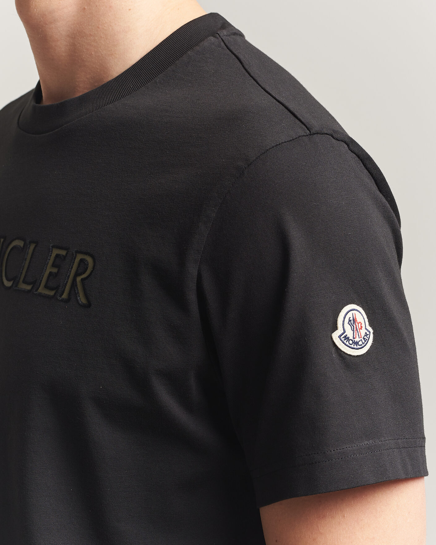 Herr | T-Shirts | Moncler | Flock Print Logo T-Shirt Black