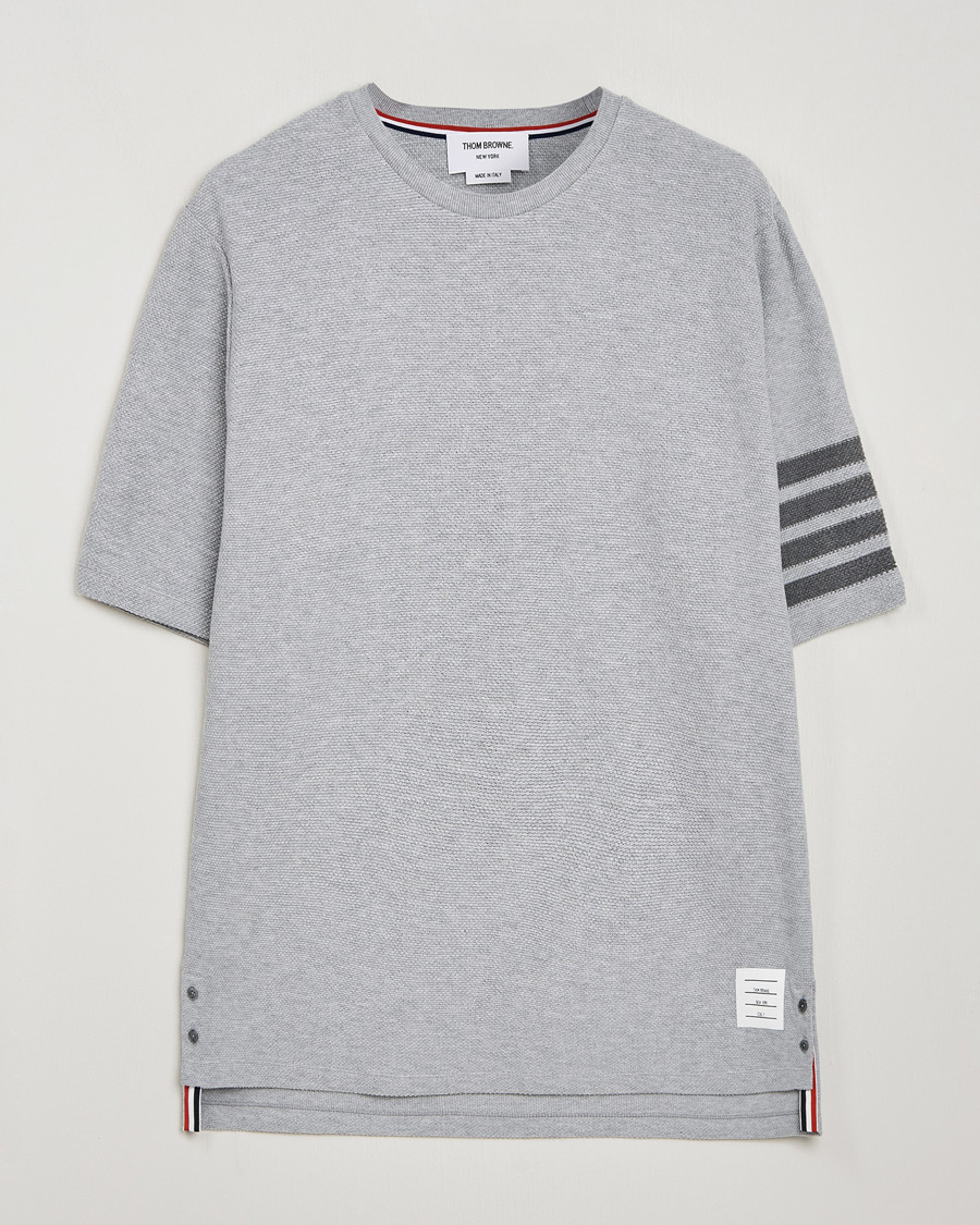 Herr | T-Shirts | Thom Browne | Textured Pique 4 Bar T-Shirt Pale Grey