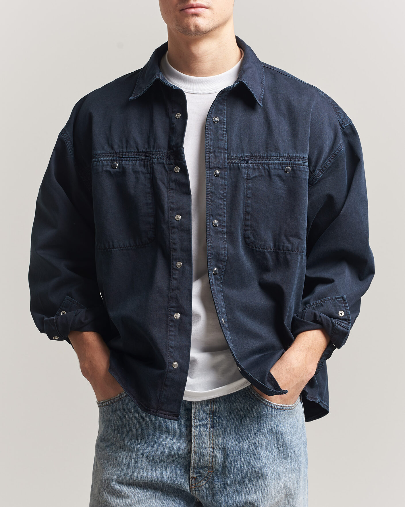 Herr | Skjortor | Jeanerica | André Pocket Overshirt Blue Black