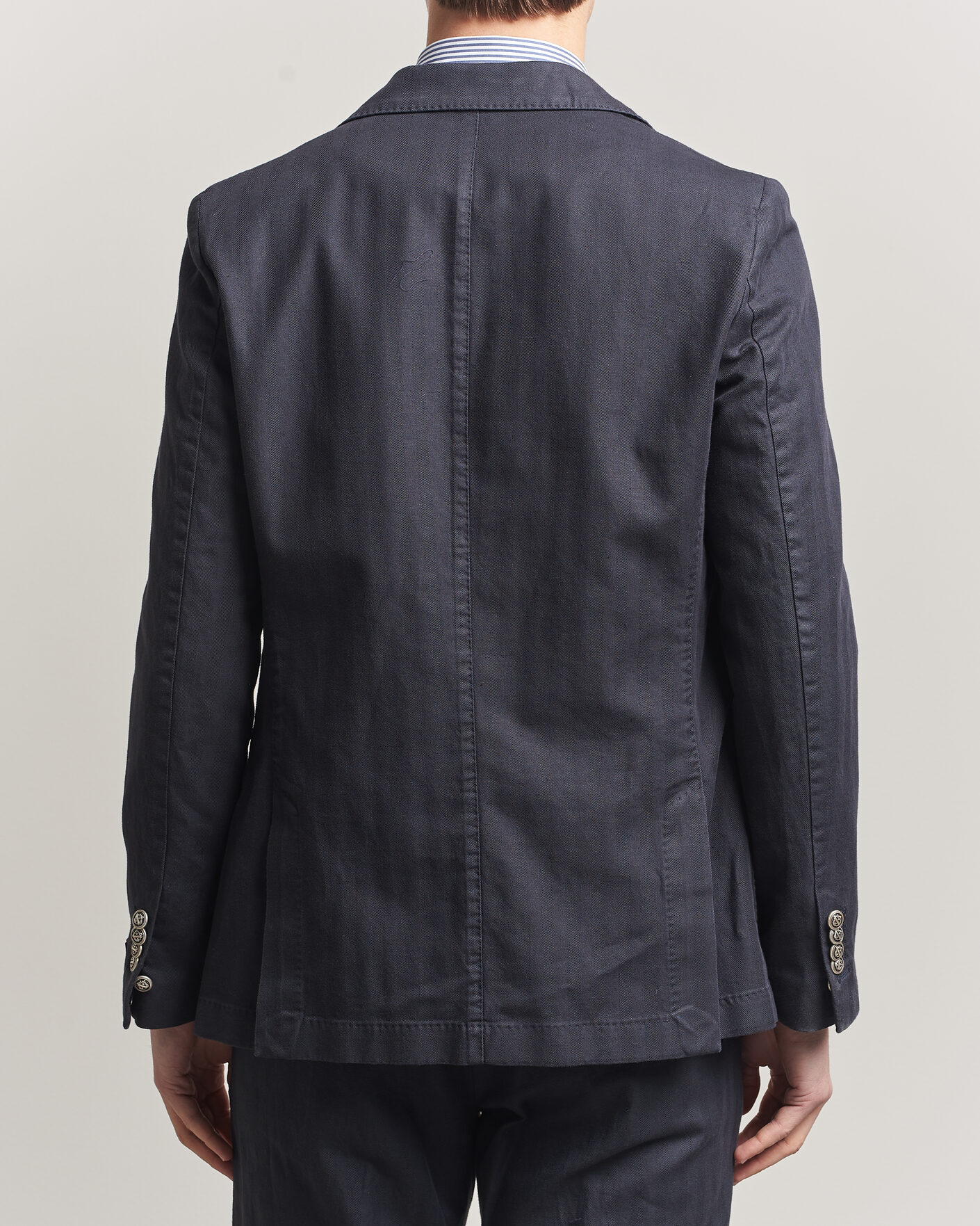 Herr | Kavajer | Morris | Cotton Herringbone Double Breasted Blazer Blue