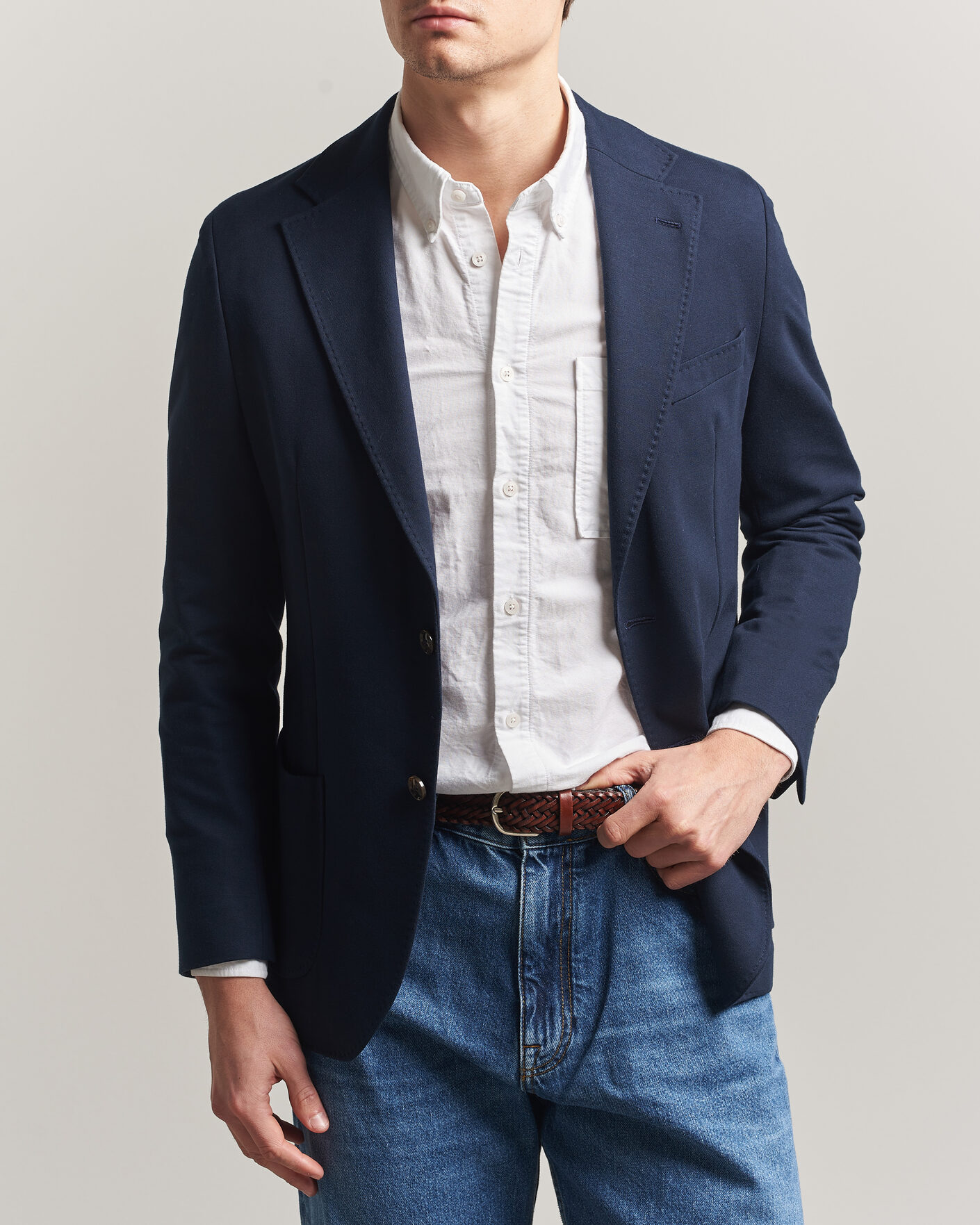 Herr | Kavajer | Morris | Cotton Jersey Blazer Navy